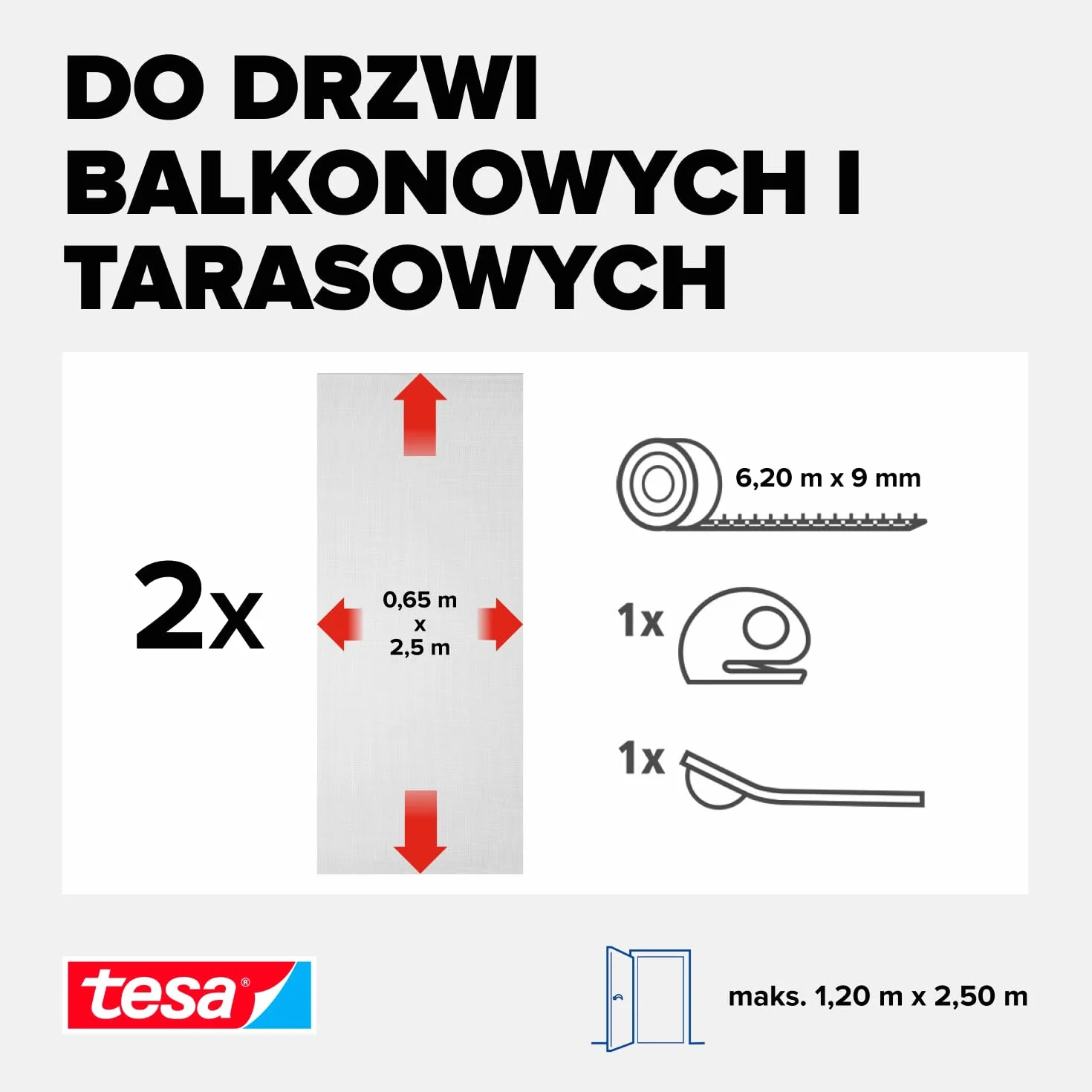 Tesa INSECT STOP H&L Fly Screen Premium siatka z taśmą rzepową 120 x 250 cm antracyt
