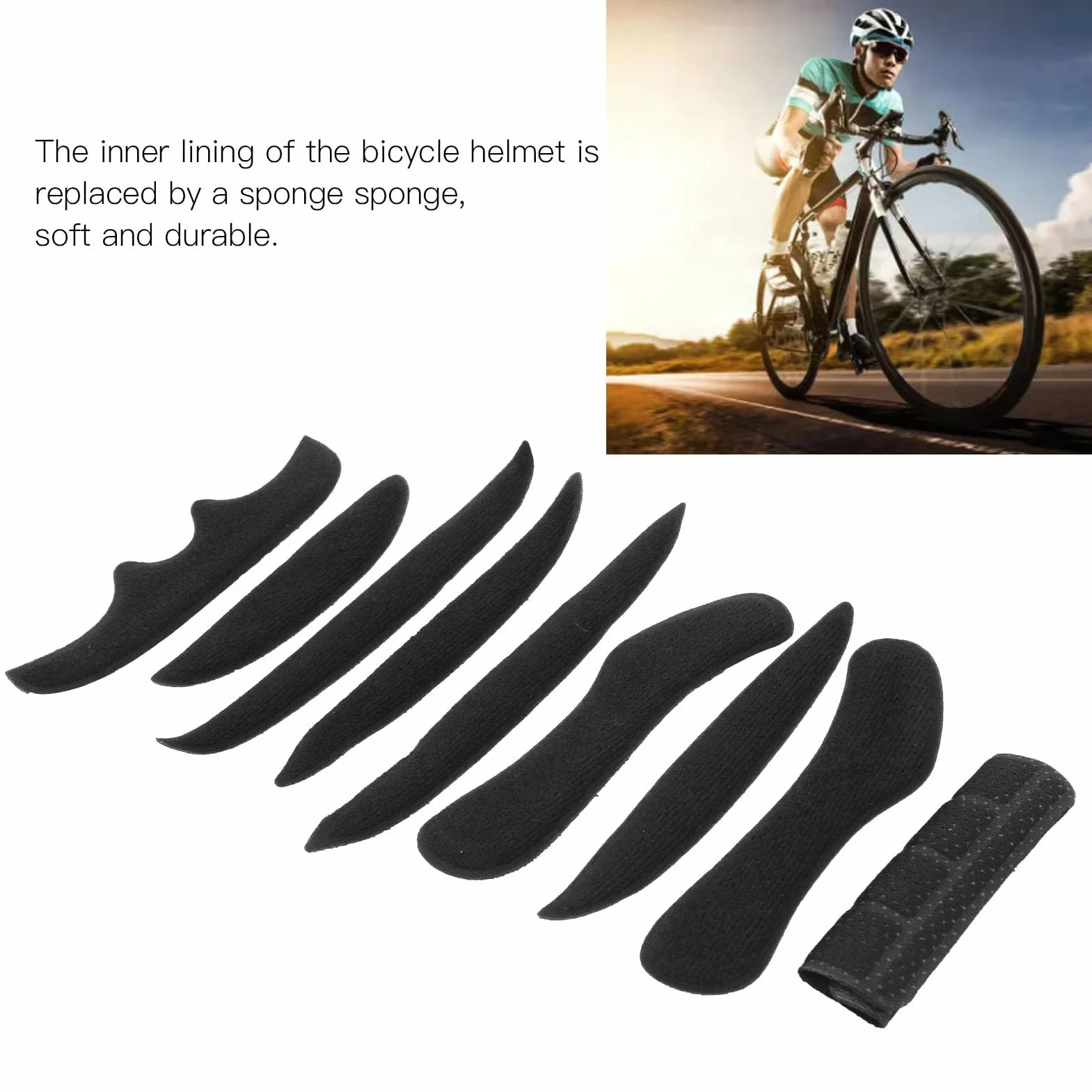 Wyściółka kasku rowerowego Trek, wyściółka na kask rowerowy, wyściółka z pianki pneumo, wyściółka rowerowa, wkładka rowerowa, wyściółka, hak i pętelka, zestaw z