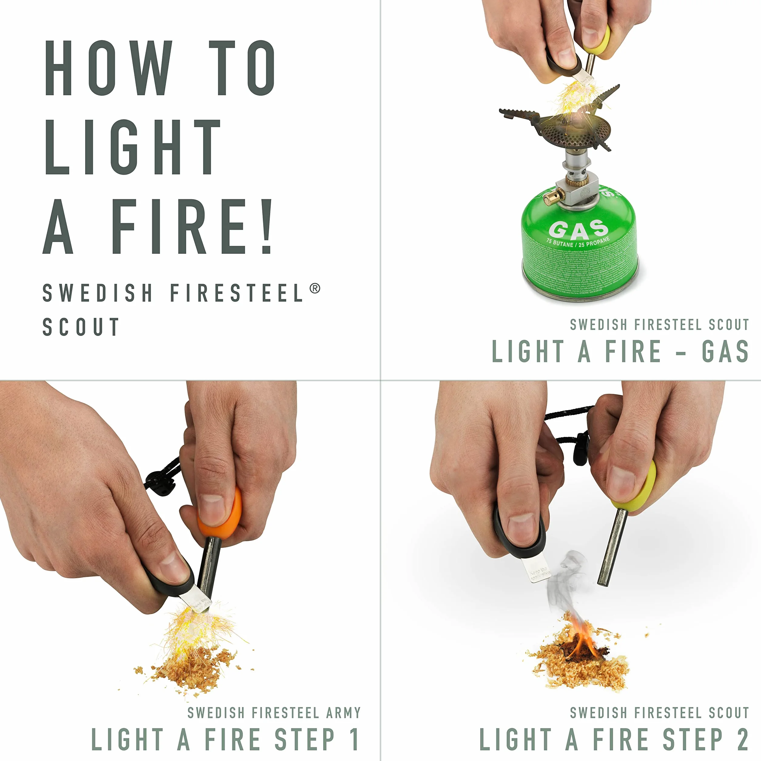 Light My Fire Krzesiwo Magnezowe do Rozpalania Ognia SCOUT, Zestaw Survivalowy Stal Fire Steel – Zestaw do Rozpalania Ognia z Krzemienia i Stali Magnezowej 2w1 – Krzesiwo Wojskowe 3000 Rozpaleń