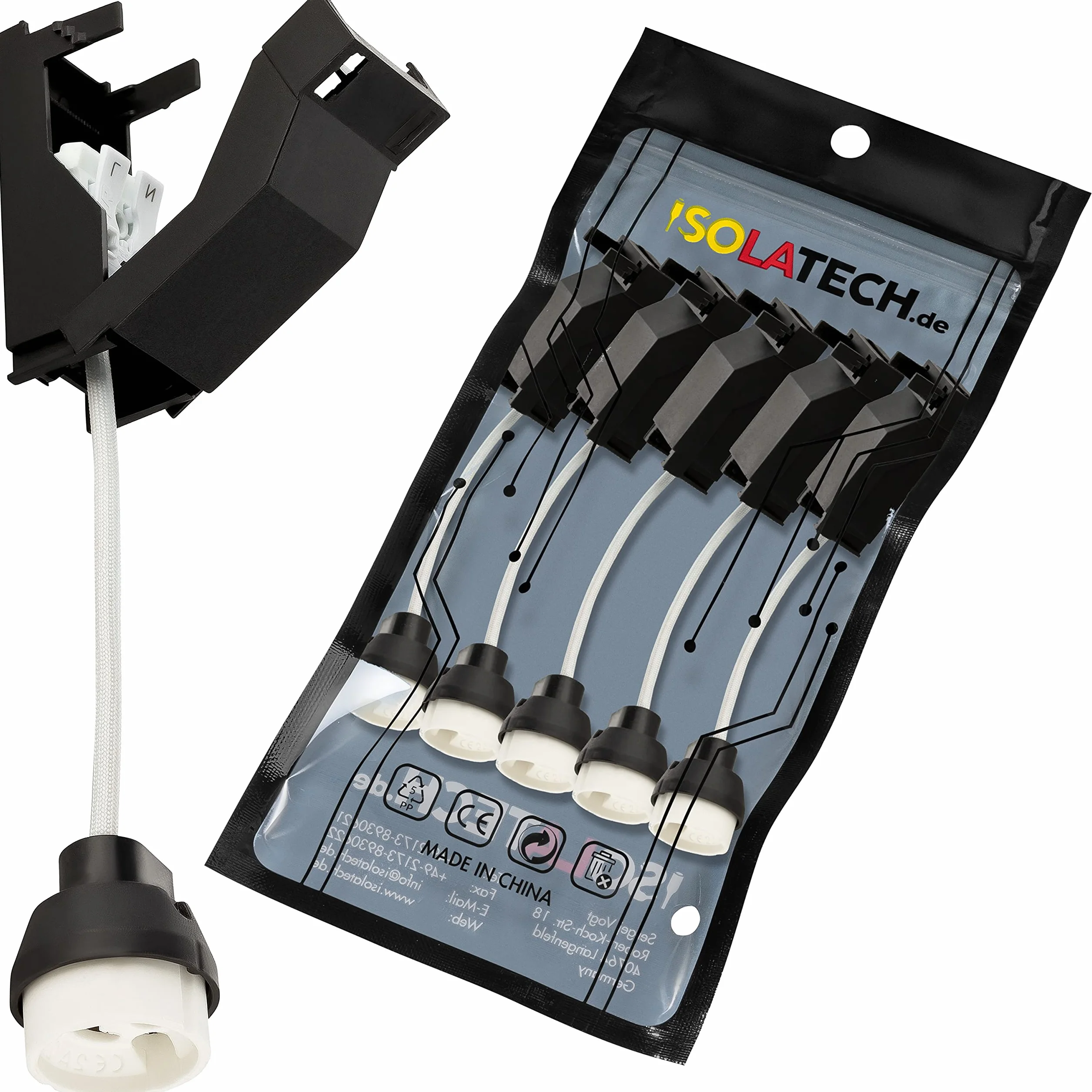 GU10 ognioodporne gniazda ceramiczne z puszką przyłączeniową 230V 2A 100W 5 sztuk