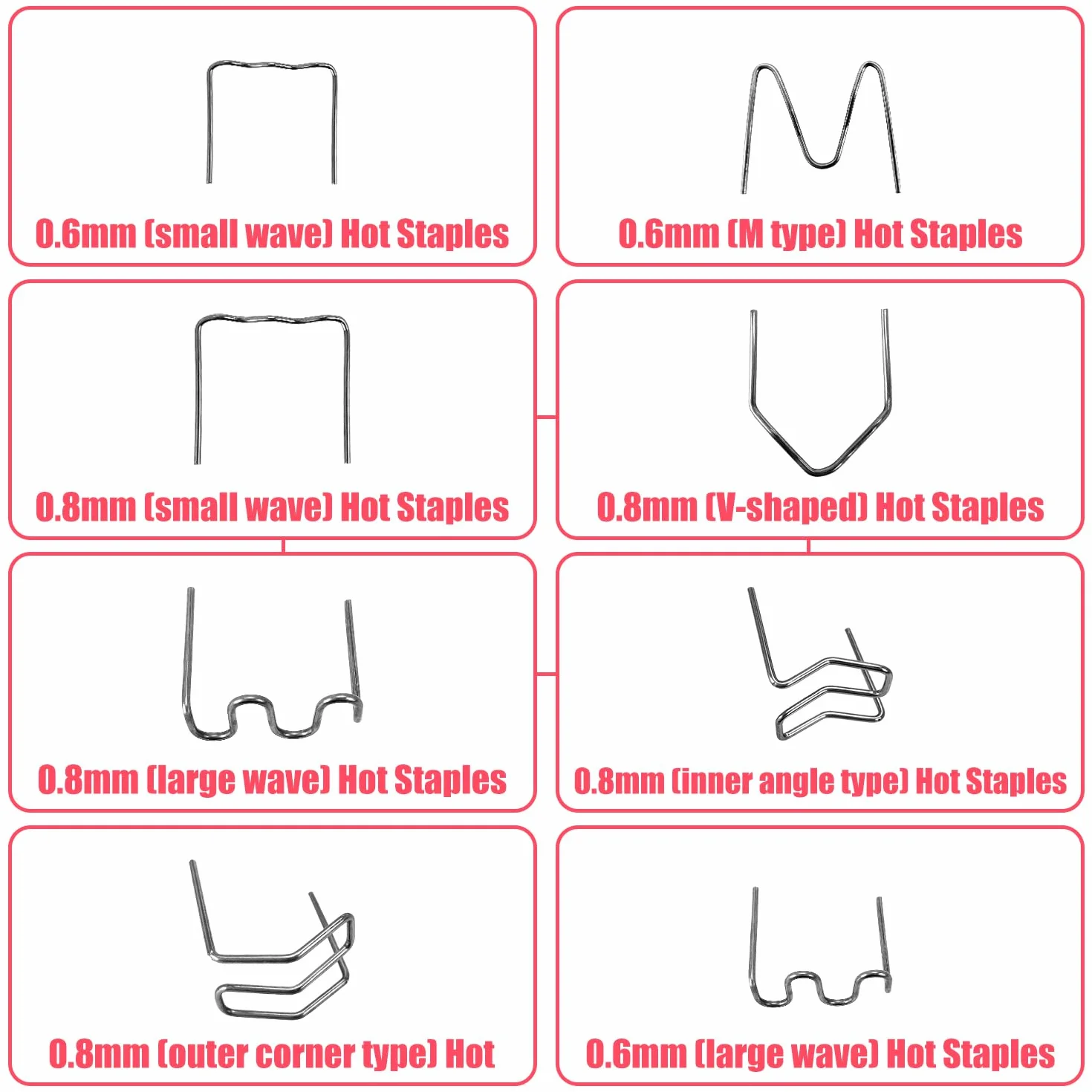 Zestaw naprawczy zderzaków samochodowych Spawarka do tworzywa sztucznego Hot Staples 0,8/0,6 mm 800 sztuk stali nierdzewnej