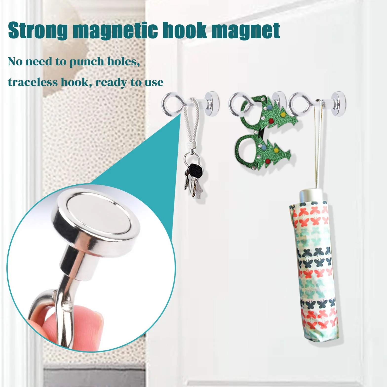 Haczyki magnetyczne MIN CI 16 mm 8 kg, ekstra mocne, magnesy z haczykami, na kemping, garaż, kuchnię