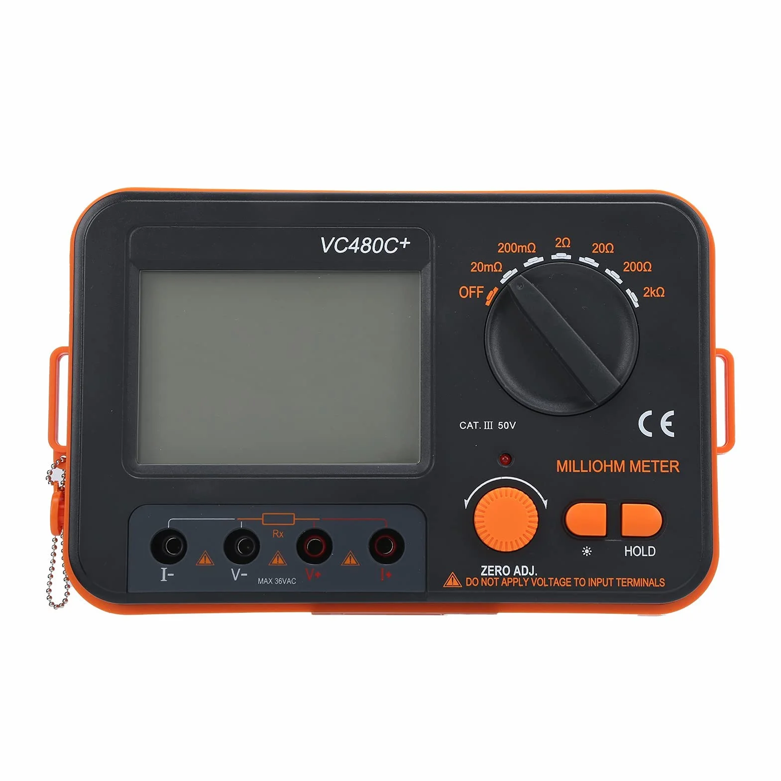 VC480C Megaomomierz Cyfrowy Miliomomierz 0,01mΩ-2kΩ 6-biegowy Pomiar 4-przewodowy Tester Niskiej Rezystancji DC