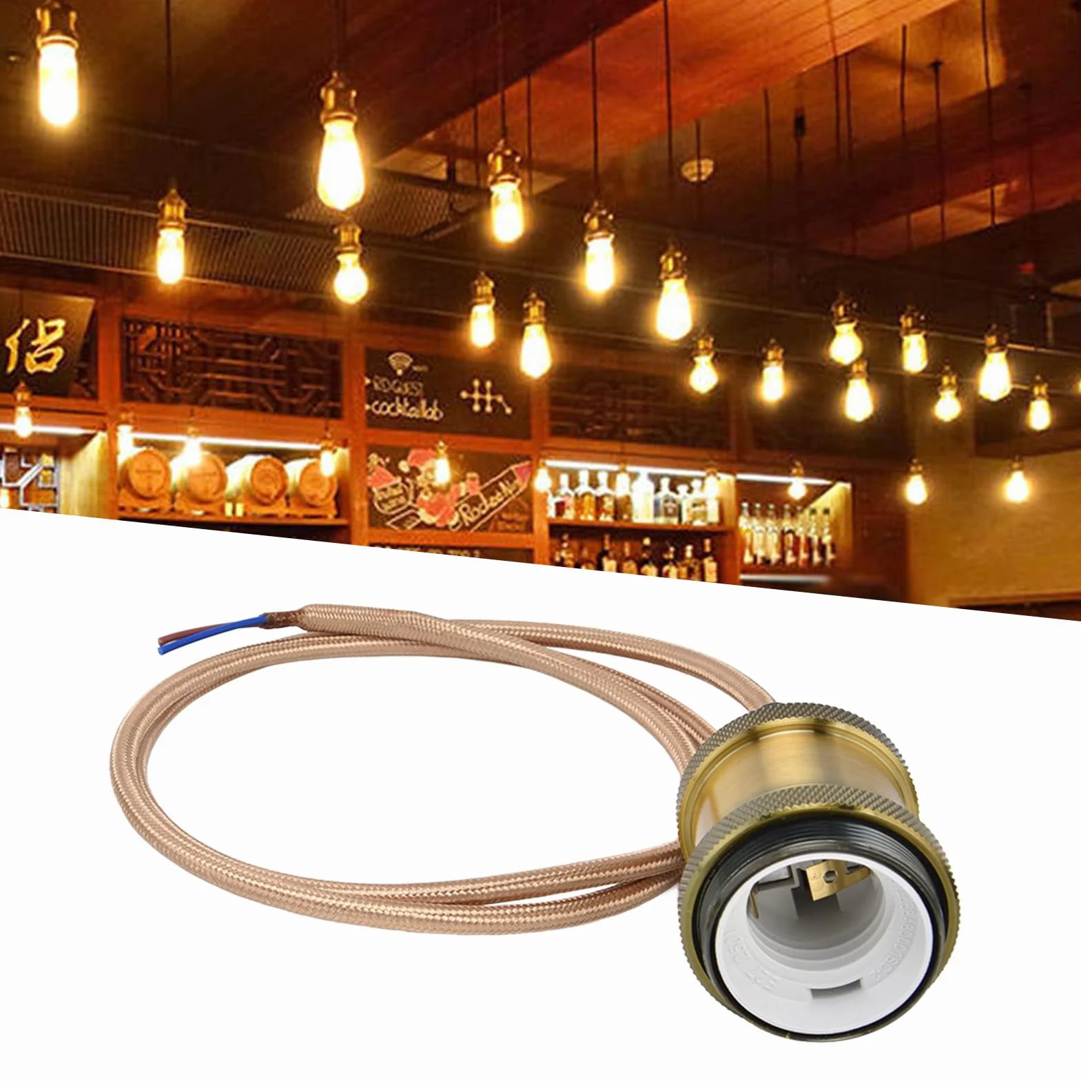 SEAFRONT Oprawa lampy E27 wisząca vintage złota patyna 100-240 V