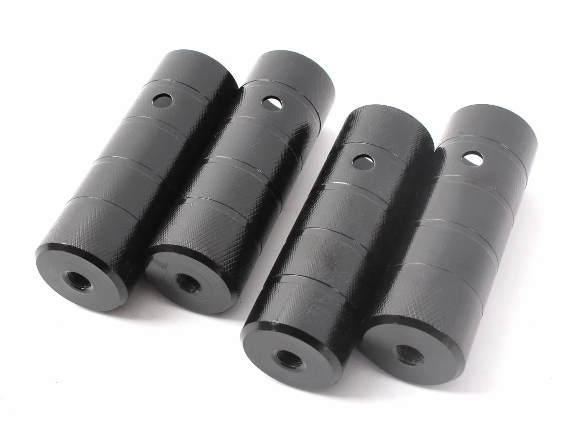 KHEbikes BMX Axle Pegs podnóżki 2 x 10 mm 3/8" cala i 2 x 14 mm gwint czarny, 4 sztuki