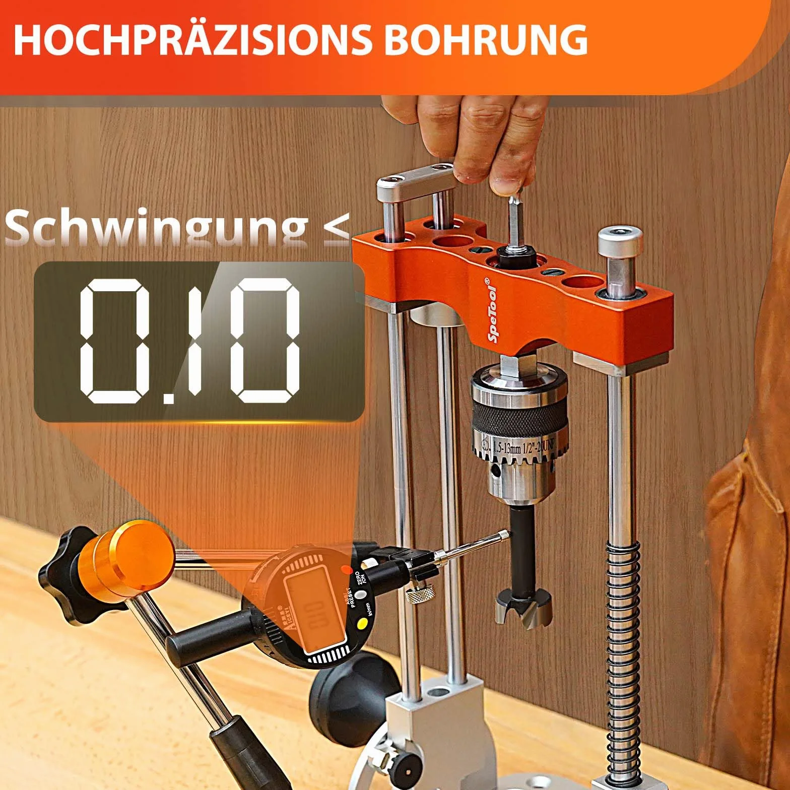 SpeTool Stojak wiertarski regulowany 0-60° z uchwytem 1/2" do wiertarek akumulatorowych
