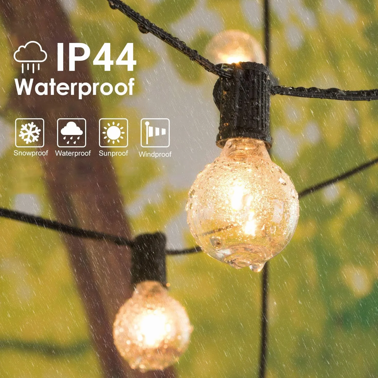Avoalre G45 łańcuch świetlny LED IP65 ciepła biel 10 m rozszerzalny 30+3 żarówki