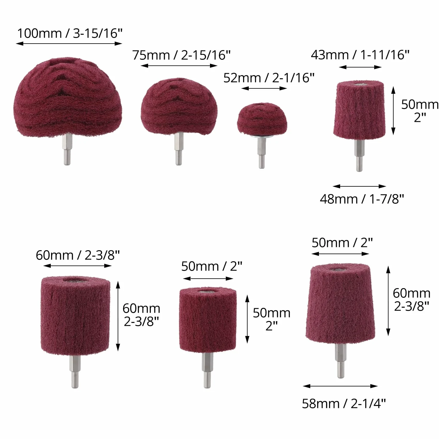 QWORK® 7 sztuk głowica polerska do wiertarki, ziarnistość 240, uchwyt 1/4"