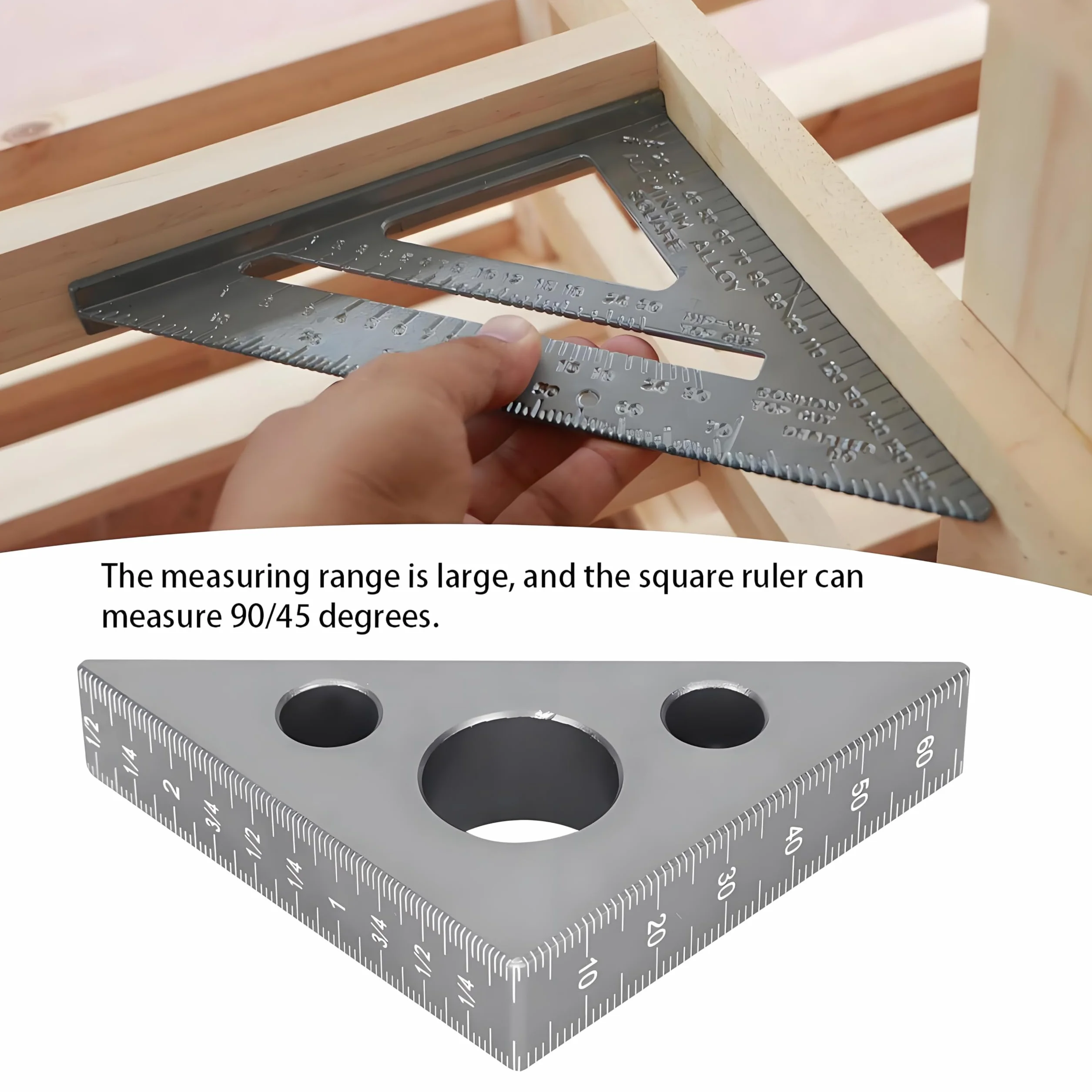 Linijka trójkątna ze stopu aluminium 45/90° do obróbki drewna
