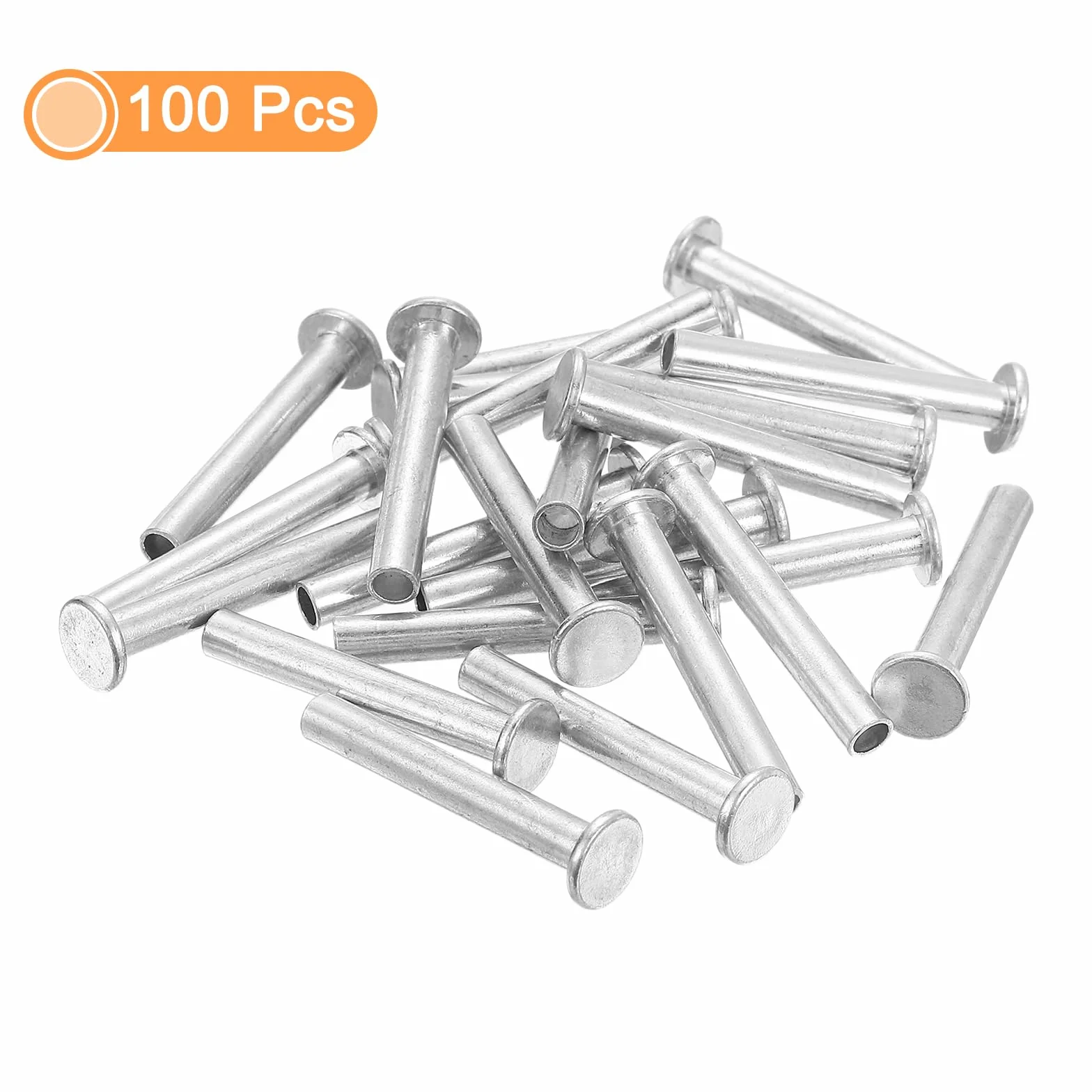 QUARKZMAN 100 sztuk nity półrurowe 5 mm x 35 mm okrągłe aluminiowe z metalowym kołkiem