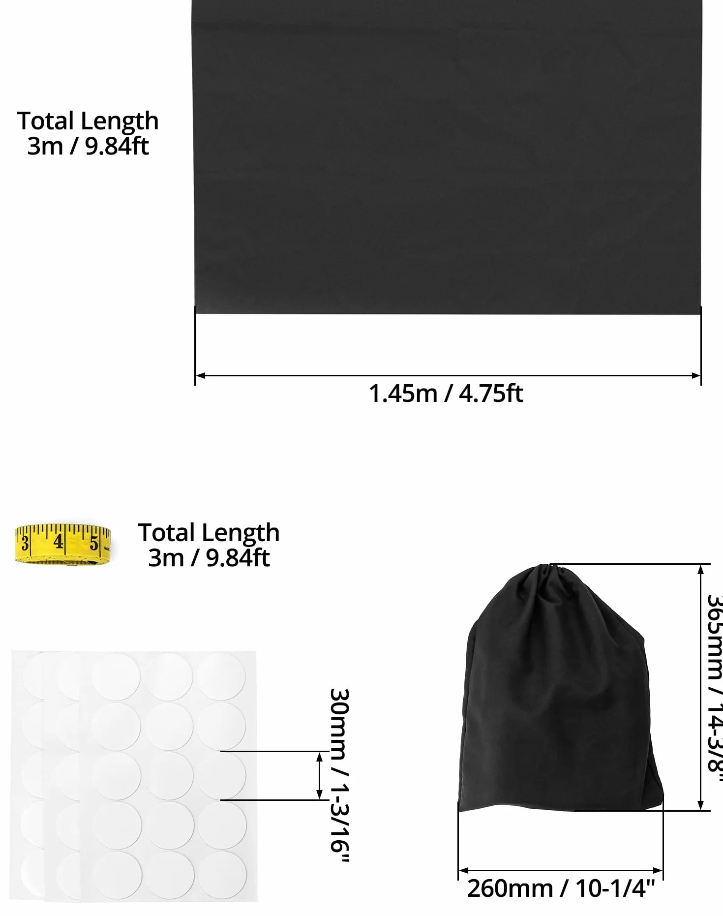 Roleta zaciemniająca QWORK 300x145cm okno dachowe z 45 naklejkami