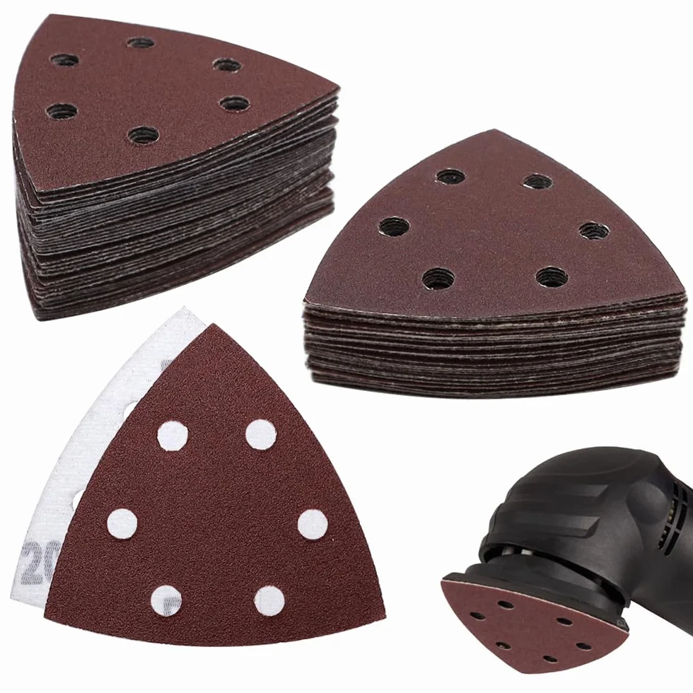 Papier ścierny trójkątny 93x93x93 mm 6 otworów ziarnistość 60-400 70 arkuszy