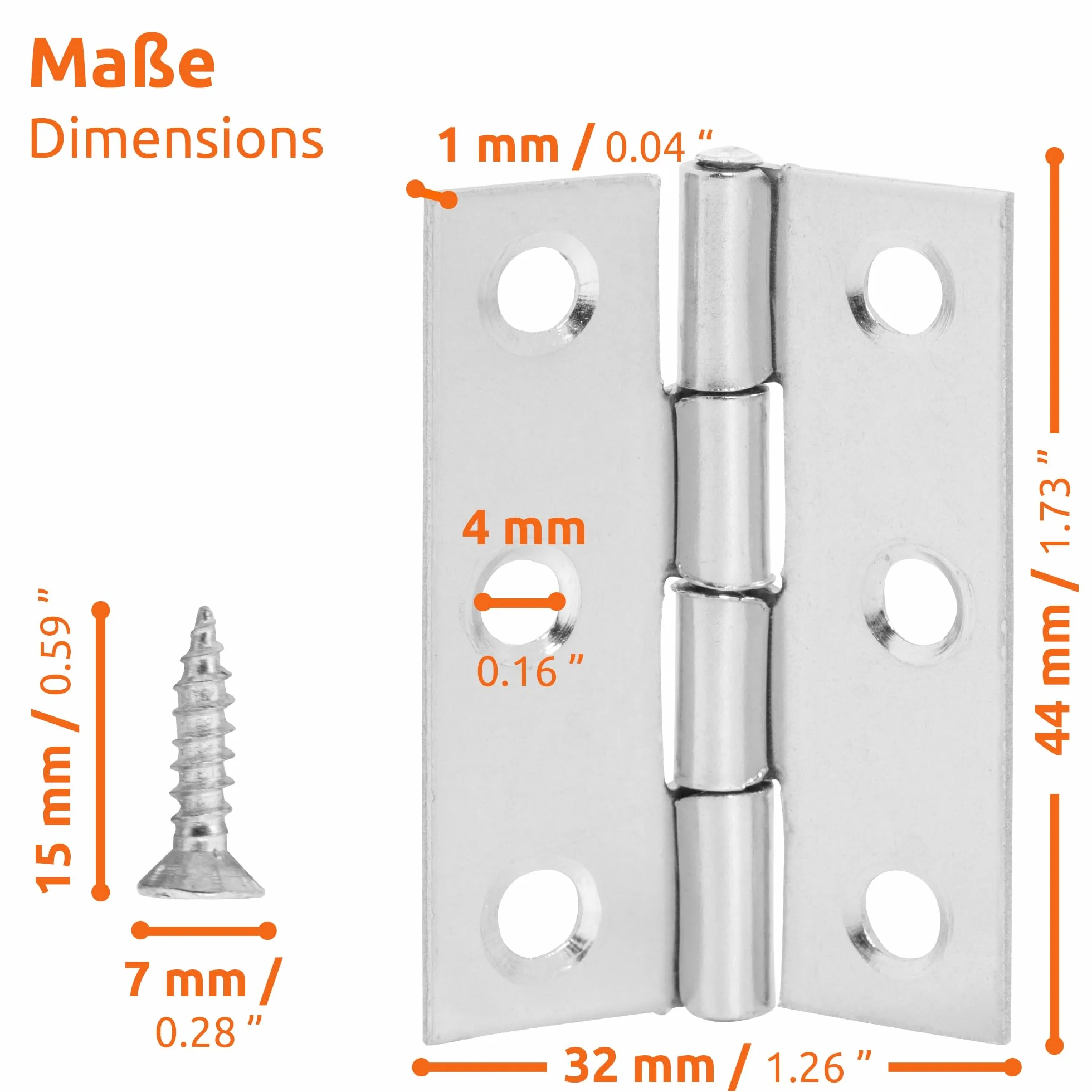 Zawias ze stali nierdzewnej 44x32x1mm ECENCE mały składany minii