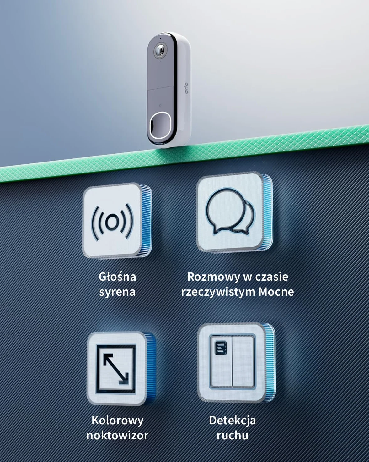 Arlo 2K HD Wideo Dzwonek do Drzwi WiFi, Czujnik Ruchu, Dwukierunkowy Dźwięk, Pole Widzenia 180°
