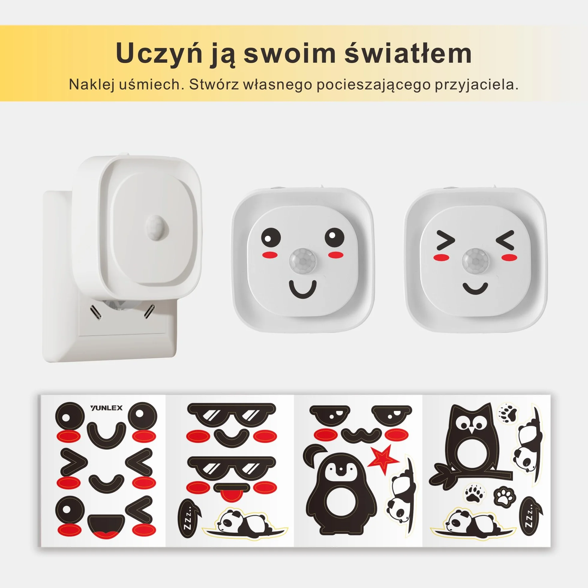 YUNLEX Lampki nocne 2 sztuki ściemniana z czujnikiem ruchu światło pośrednie automatyczne gniazdko dla niemowląt pokoju dziecięcego sypialni korytarza schodów Amber