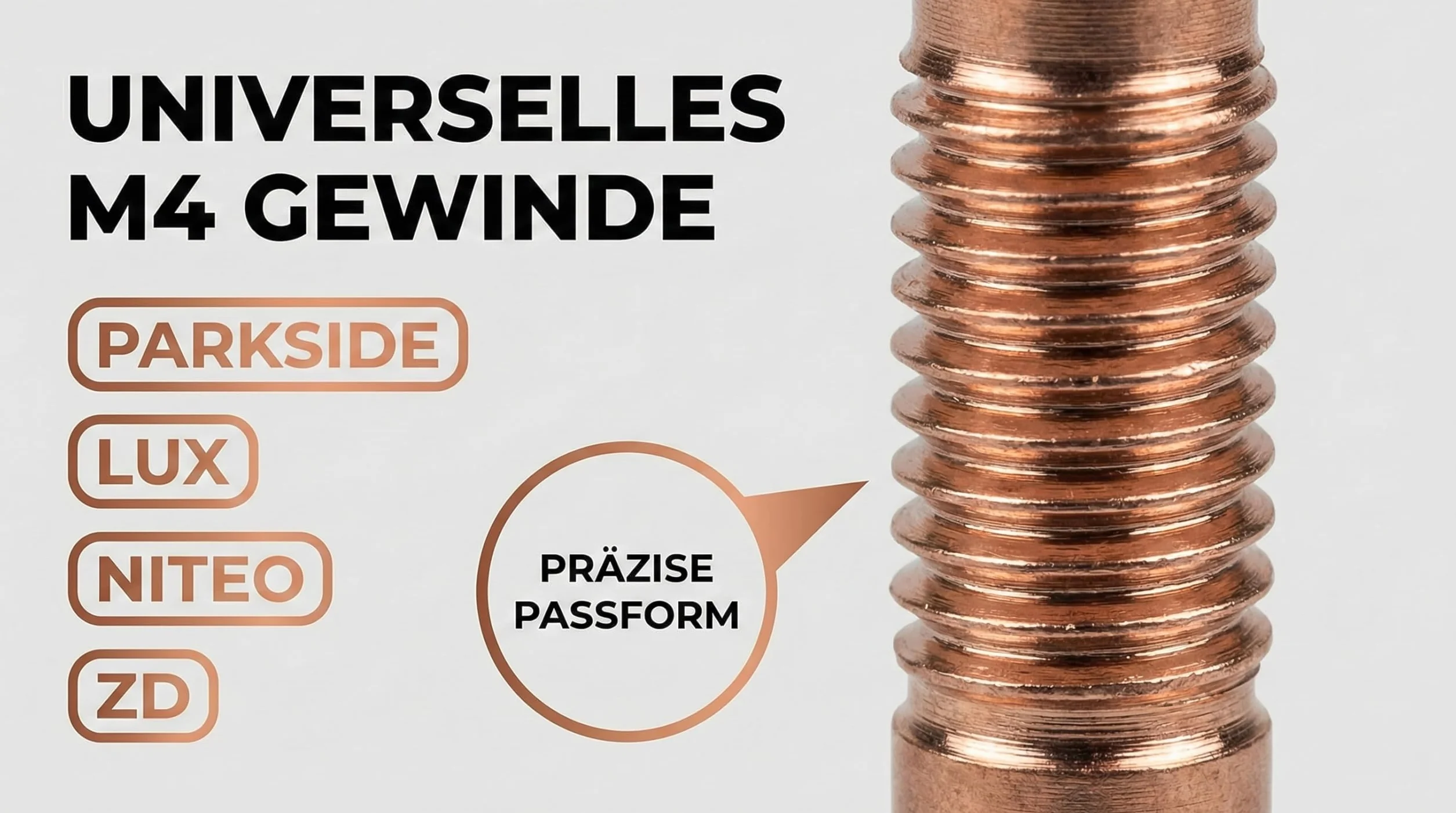 Zestaw końcówek lutowniczych 4-częściowy 99,99% miedź M4 stożkowa ostra mini-fala Parkside Lux Niteo ZD