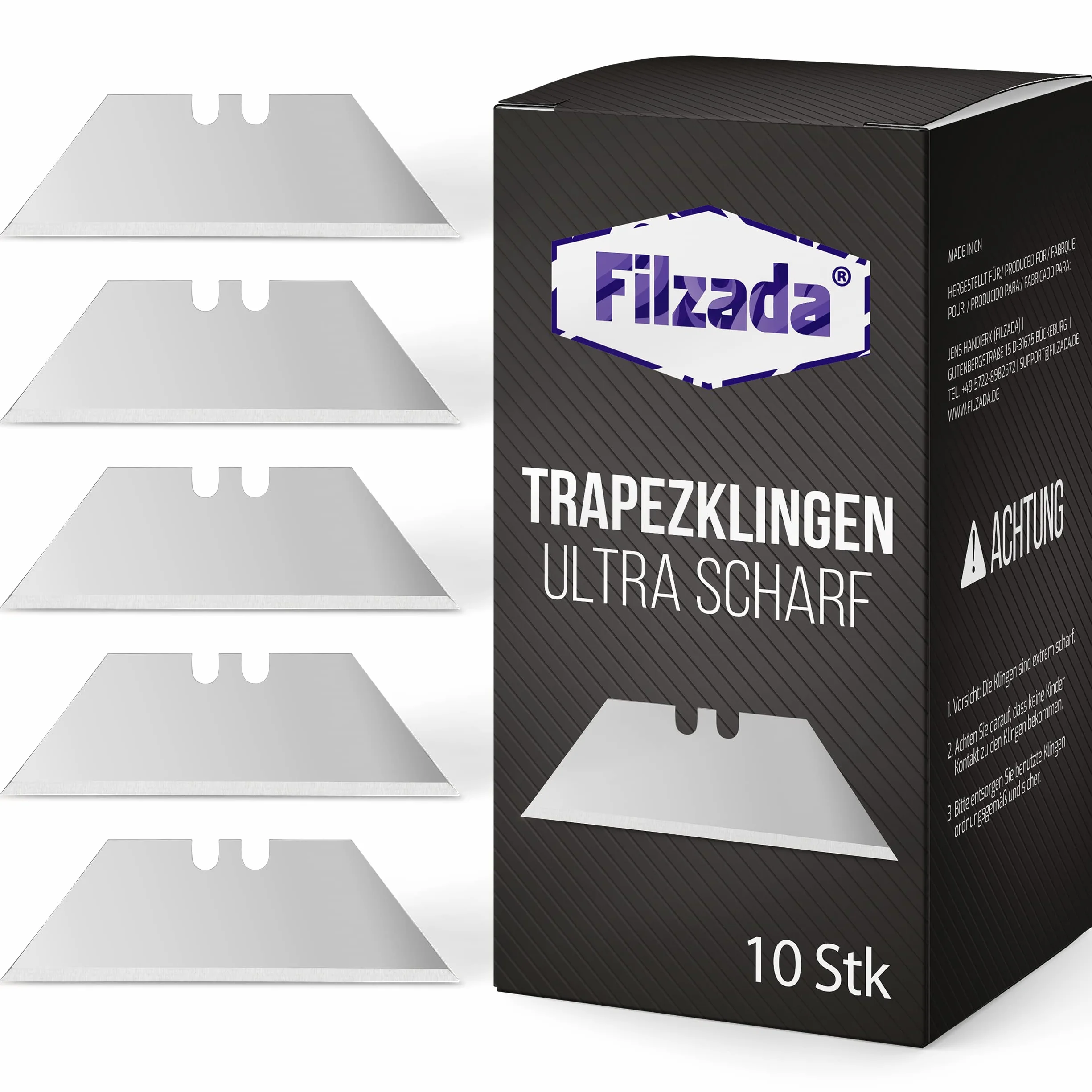 Filzada 10x ostrza trapezowe PROFI do noży do wykładzin 0,5 x 0,5 mm