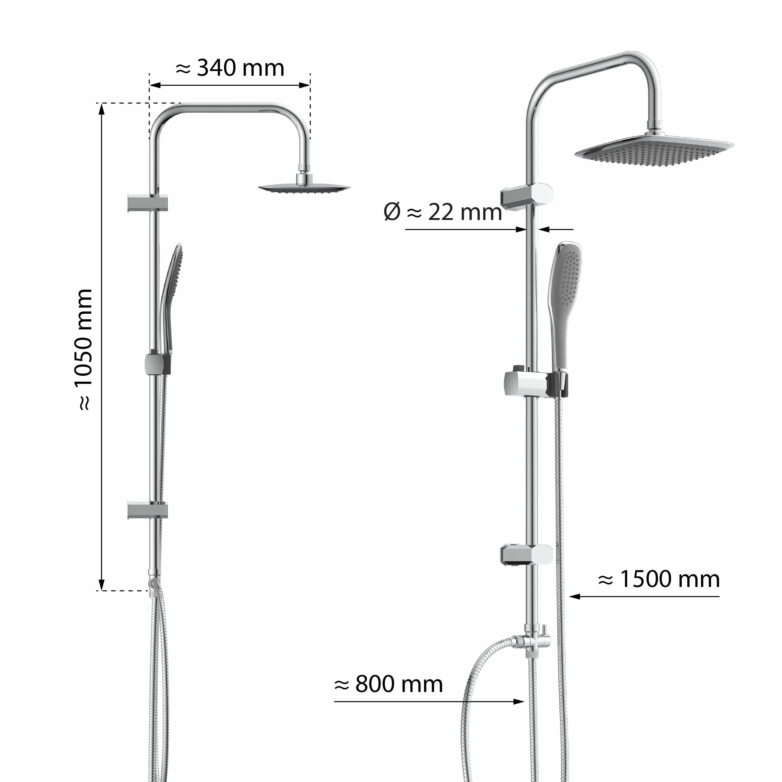 EISL Zestaw prysznicowy Easy Fresh 2 w 1 deszczownica 250x200 mm słuchawka bez armatury
