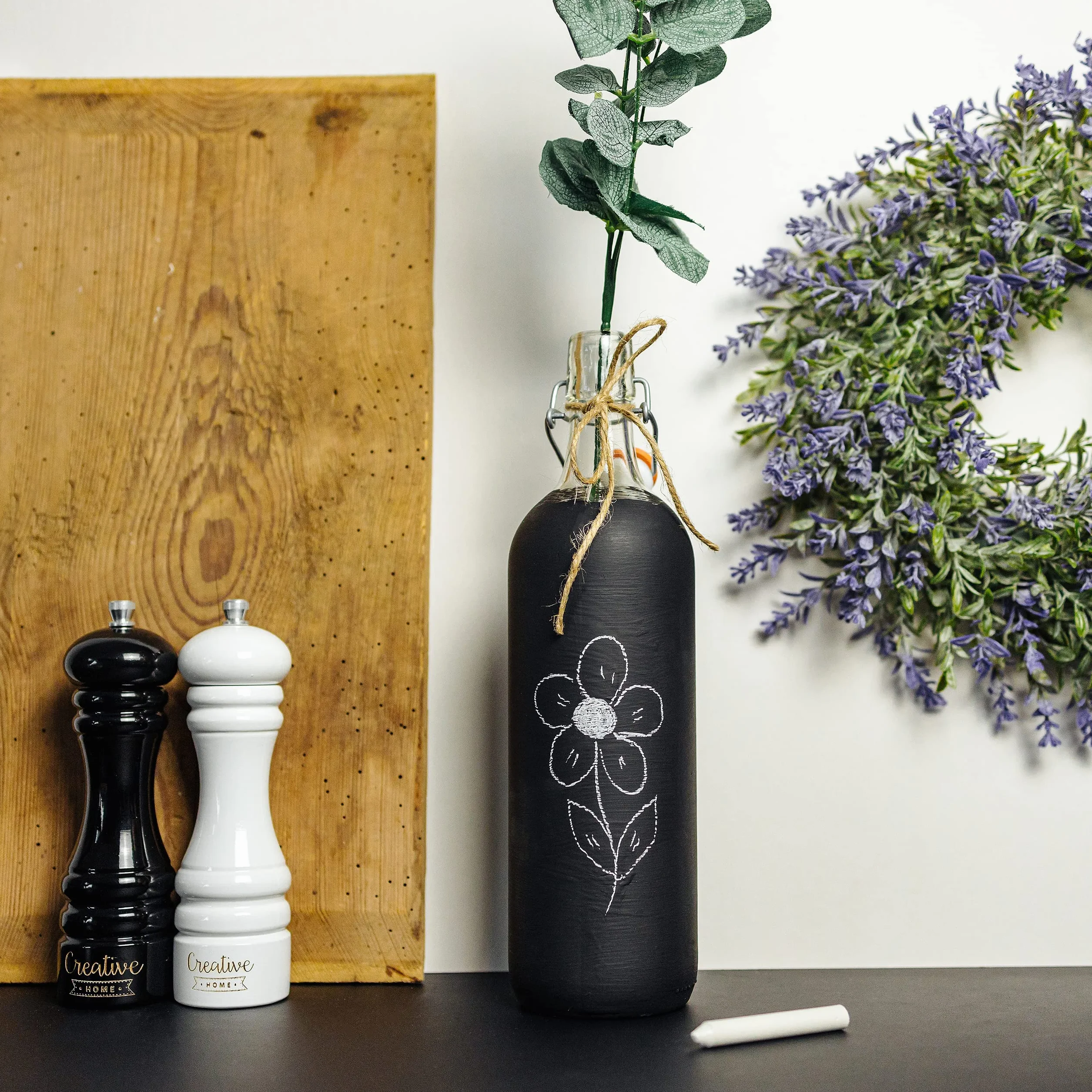Creative Deco Farba Tablicowa Kredowa | 1000 ml | Matowe Wykończenie do Ścian, Drewna, Metalu i Szkła | Nietoksyczna | Idealna do Rysowania i Pisania Kredą