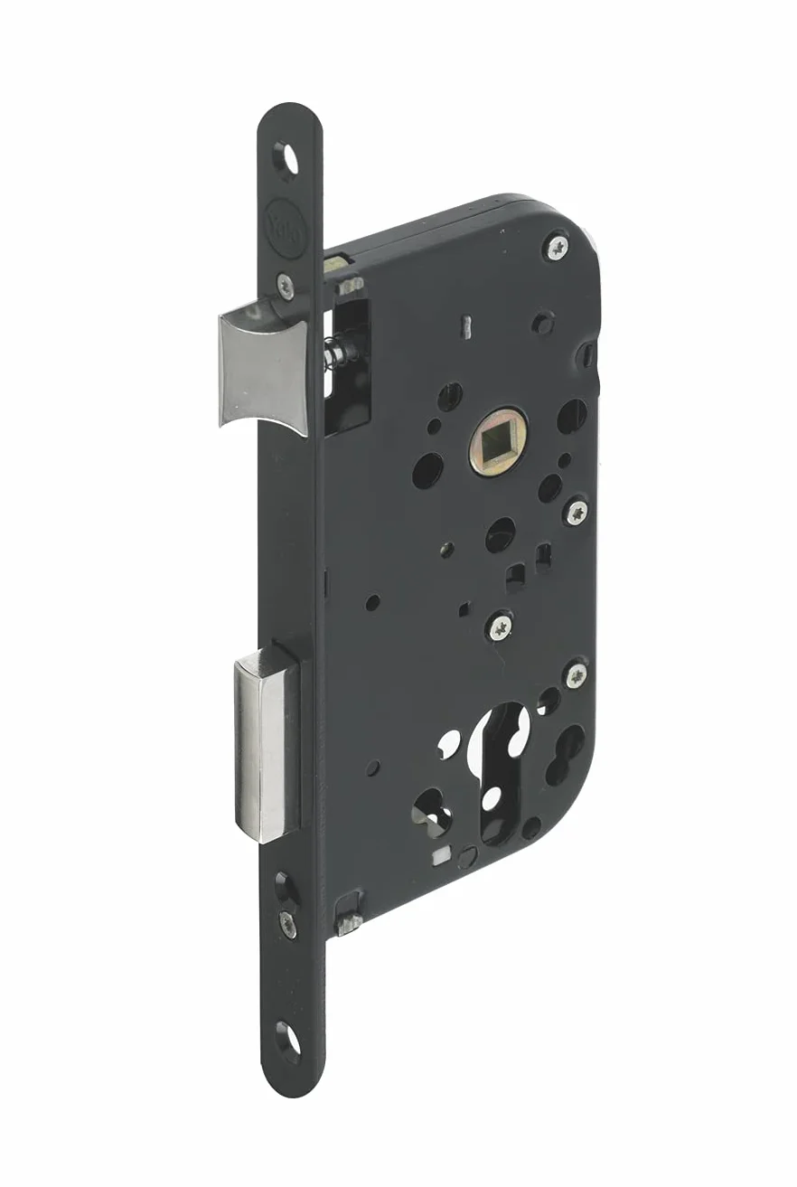 Yale Zamek wpuszczany z otworem cylindrycznym oś 40 mm 148 mm - Y60R-A40/N - śruba odwracalna, zagłówek z okrągłym końcem - drzwi wejściowe, serwis, pokoje dla wrażliwych, czarna, 40 mm