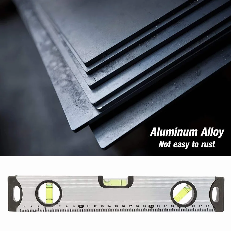 Poziomica potrójna linia ze stopu aluminium 30 cm, trwała do pomiaru