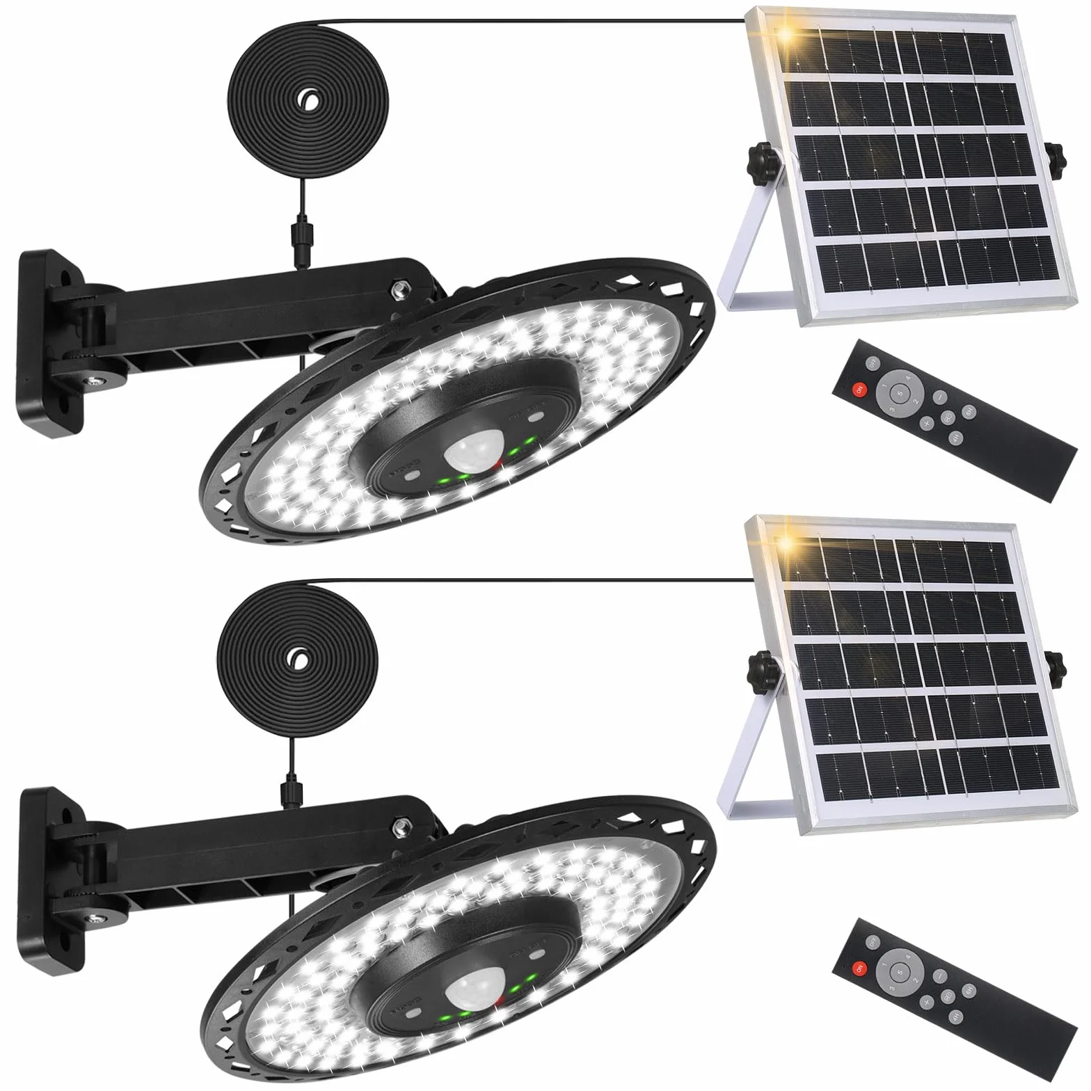 Lixada Lampy solarne zewnętrzne 2 sztuki 180 LED 4400 mAh IP65 czujnik ruchu 5 trybów