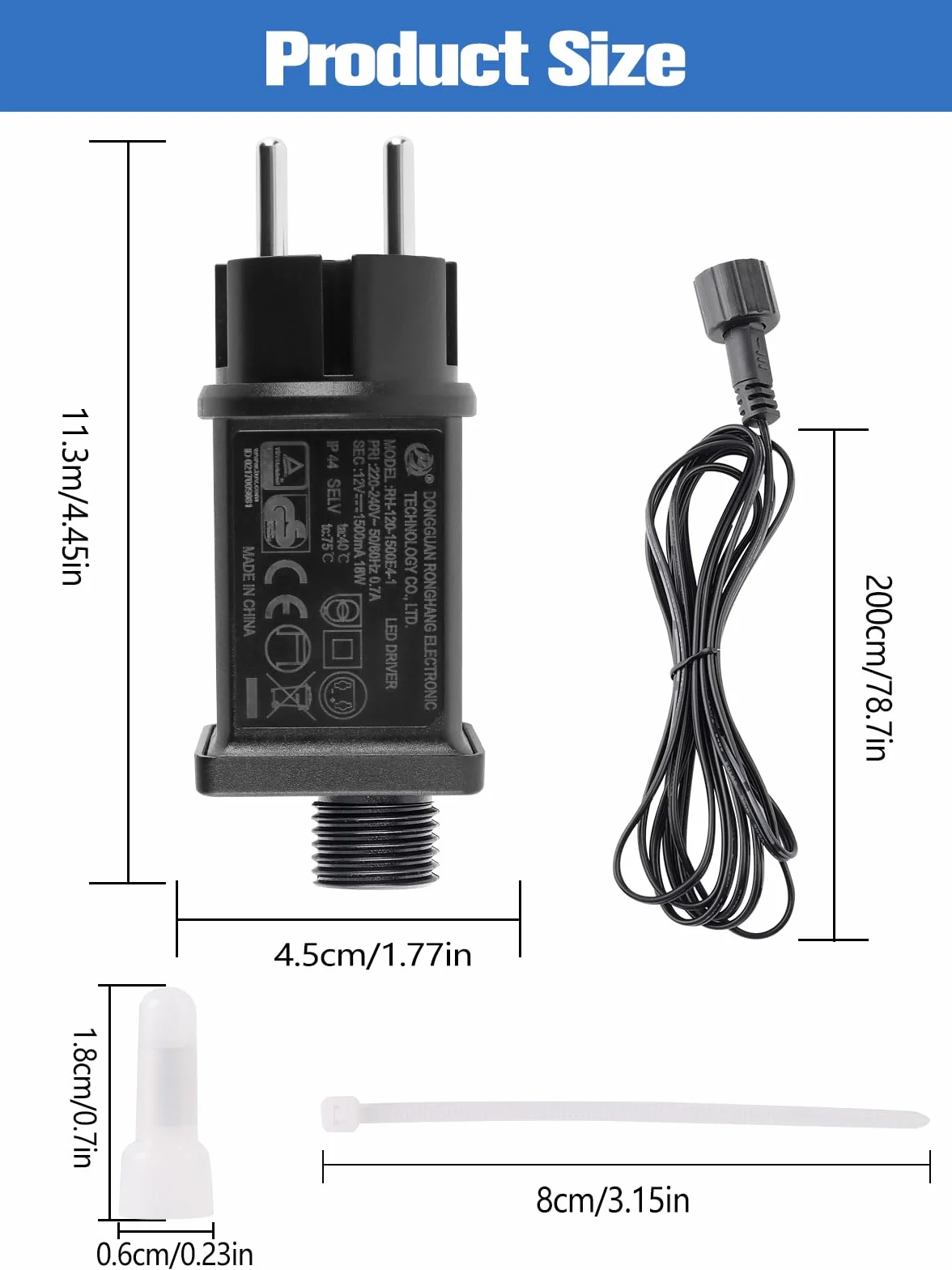 Nadmuchiwany adapter 12 V 1,5 A IP44 wodoodporny transformator zasilacz do LED