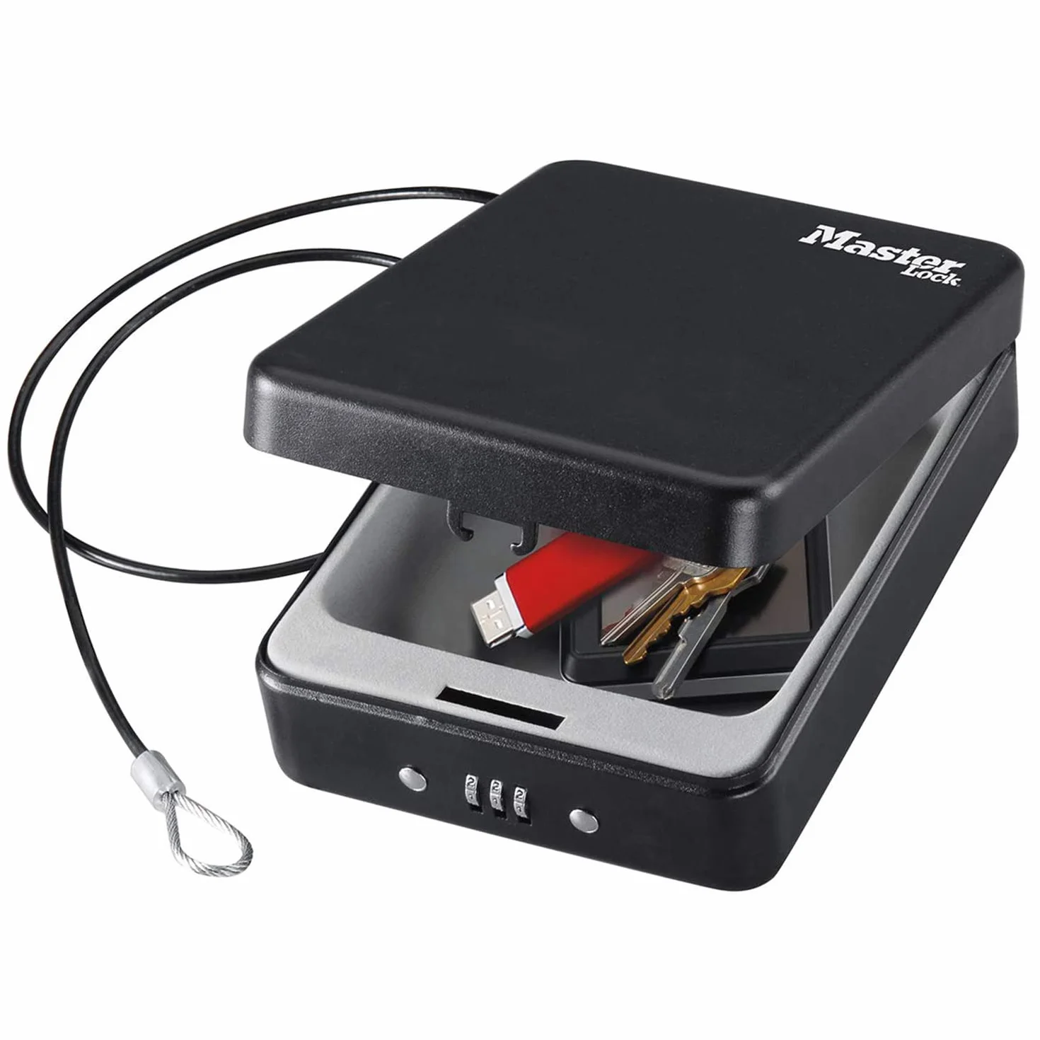 MASTER LOCK P005CEURBLKHRO kompaktowy sejf kombinacja z kablem