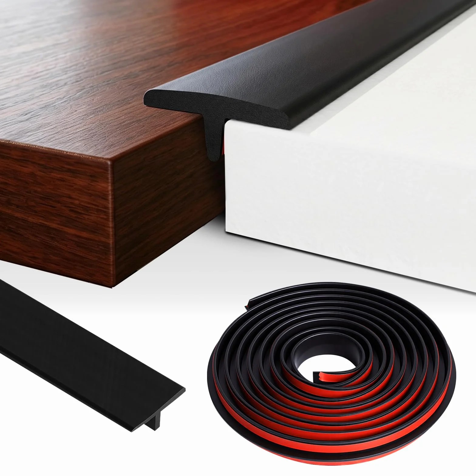 Listwa przejściowa samoprzylepna 500 cm x 1,95 mm T Profile czarna do podłogi