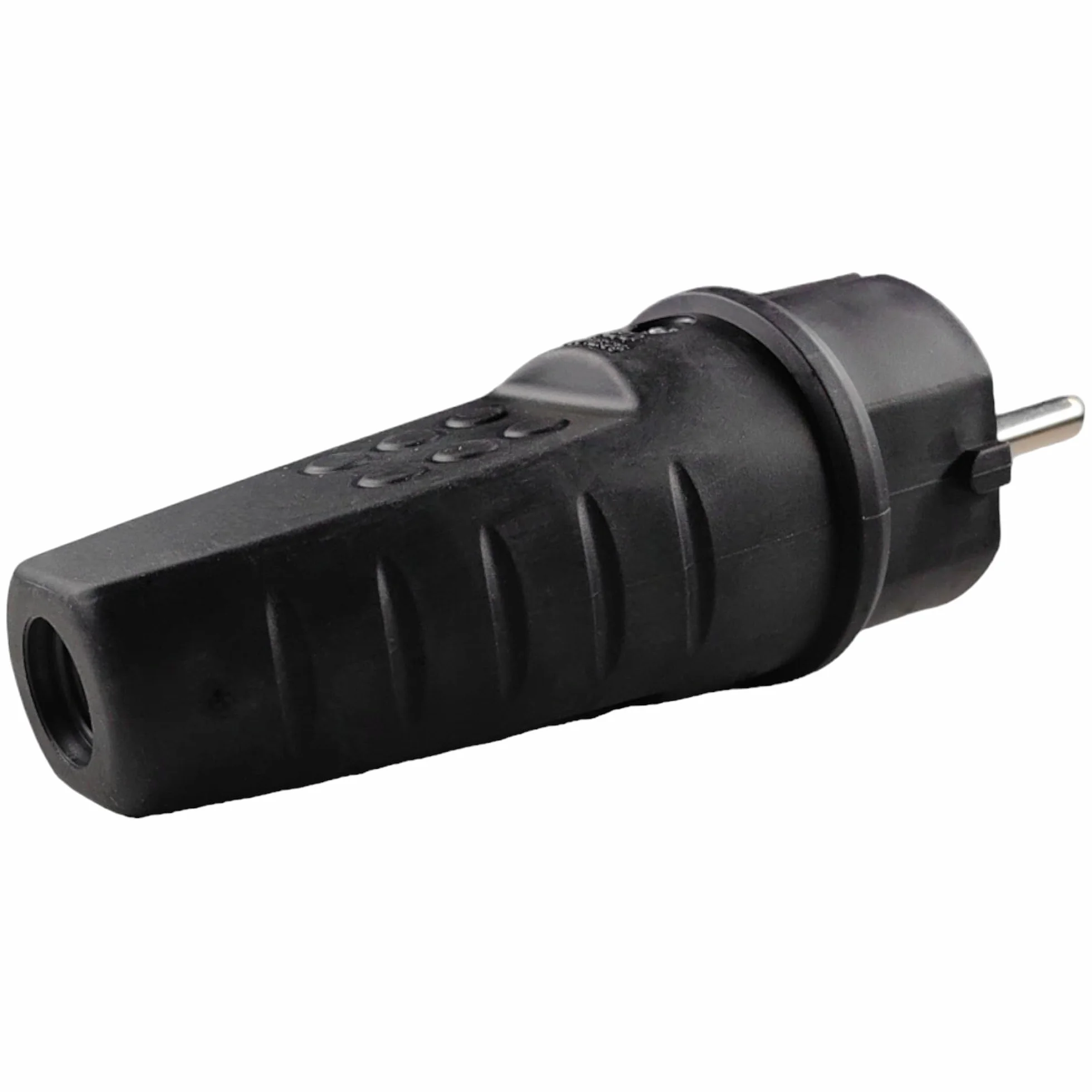 Gumowa wtyczka zewnętrzna 230 V 16 A IP44 kabel burzowy do 2,5 mm² wodoszczelna z zestykiem ochronnym