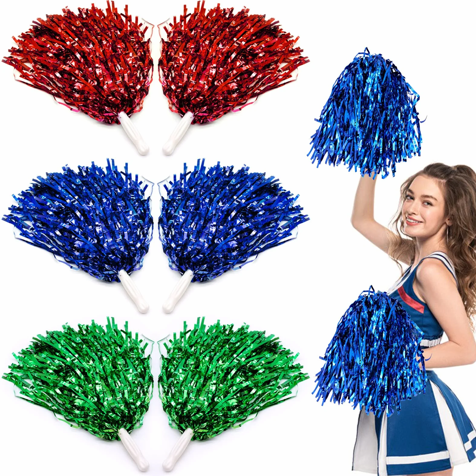 6 sztuk pomponów cheerleaderek, ręcznie robionych kwiatów, z tworzywa sztucznego, pompony do tańca, cheerleaderek, zestaw pomponów klasy premium, dla dzieci i dorosłych, na zawody, urlop