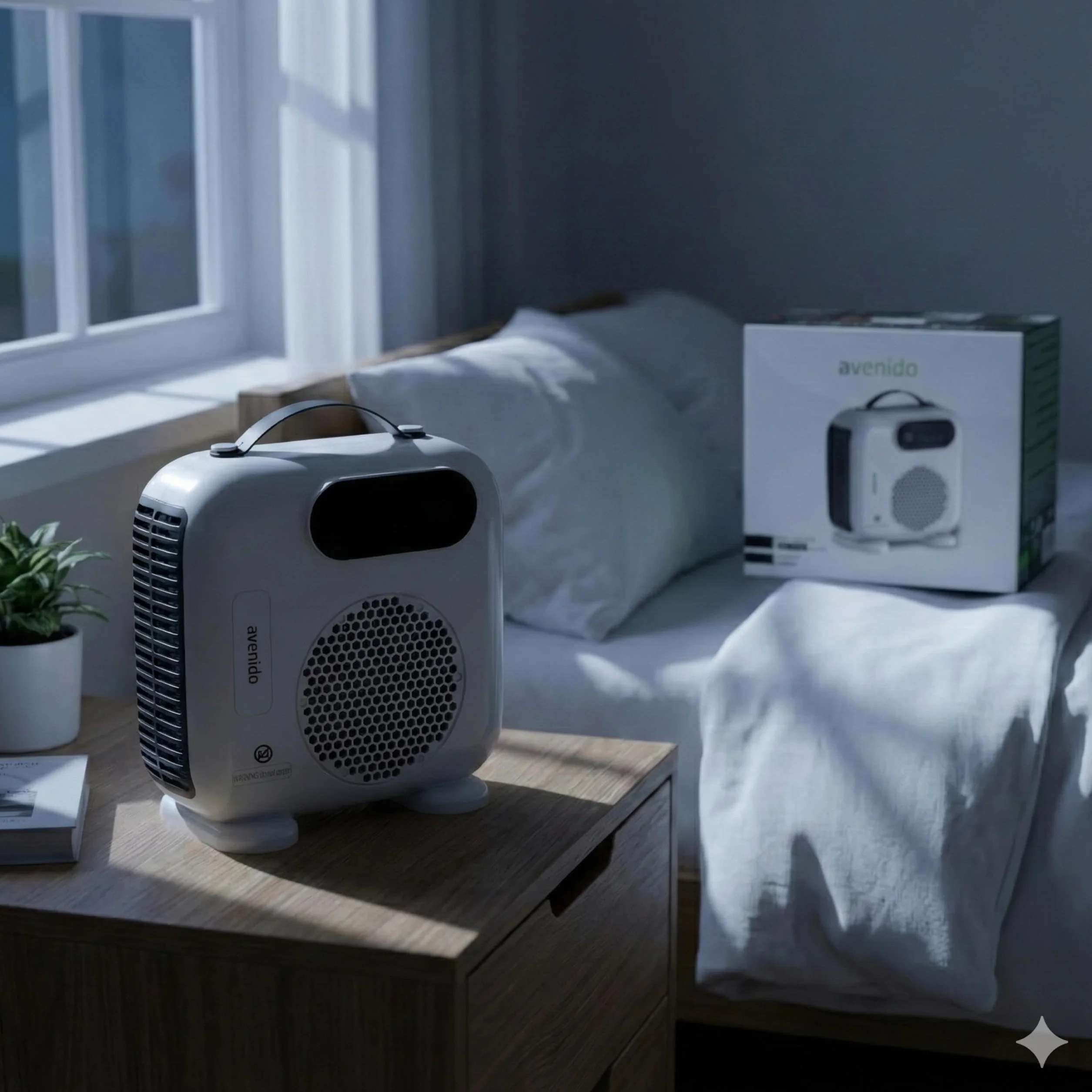 Termowentylator energooszczędny 2000W z pilotem, cichy grzejnik elektryczny z wyświetlaczem LED, timer 24h, wentylator z funkcja zimnego nawiewu, ochrona przed przegrzaniem, biały