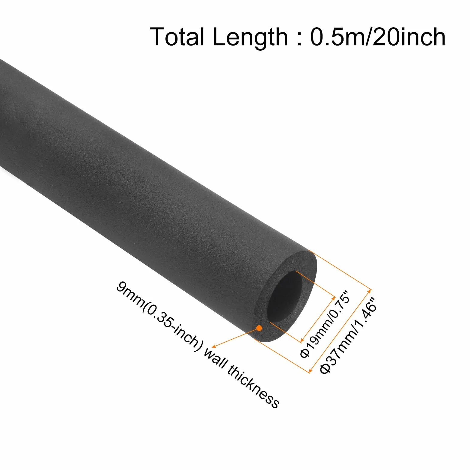 QUARKZMAN Rura piankowa izolacyjna 19 mm (3/4") ID 37 mm OD 20" do rur