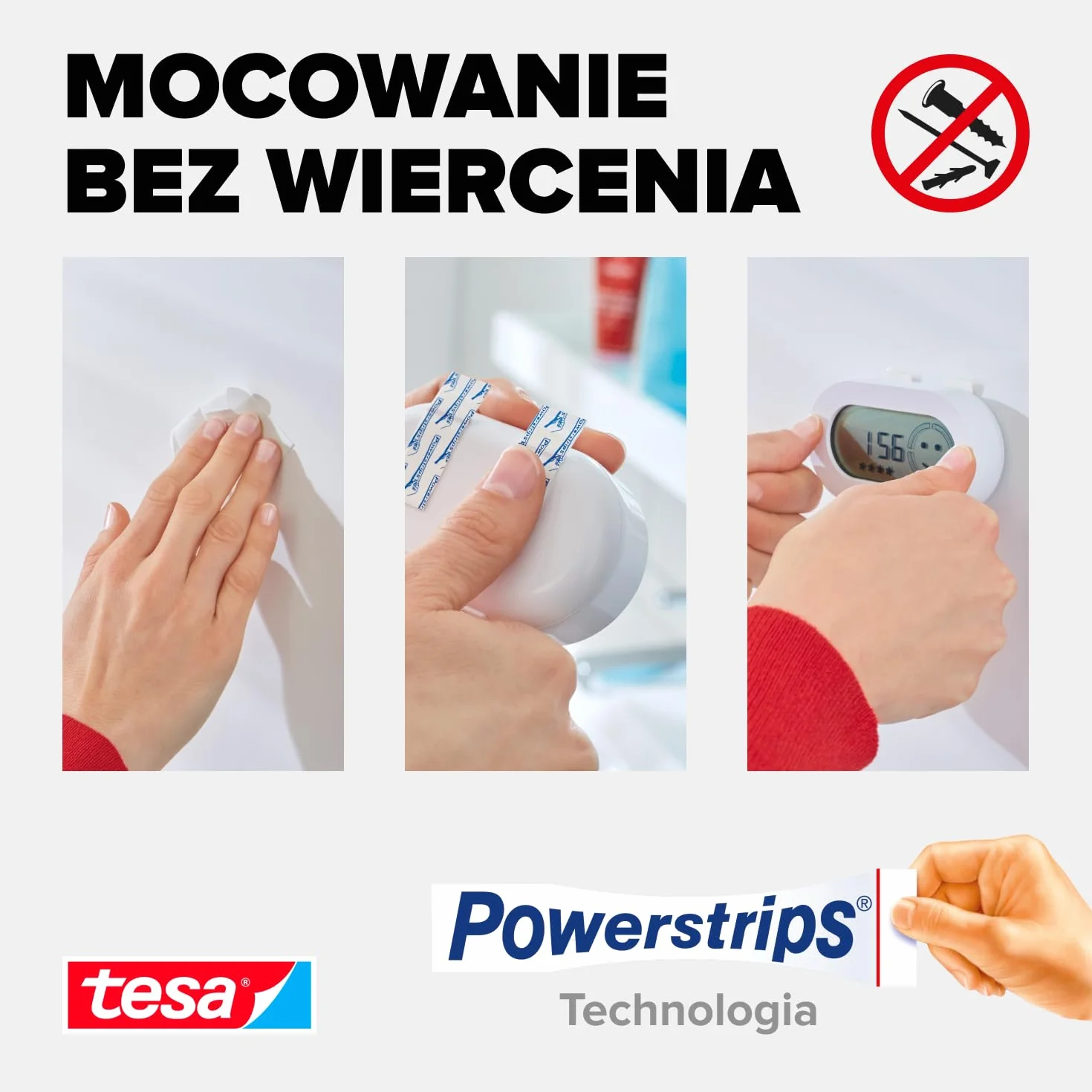 tesa Powerstrips Szerokie zdejmowane zakładki samoprzylepne do gładkich powierzchni 2,0 kg 3 opakowania po 10 sztuk
