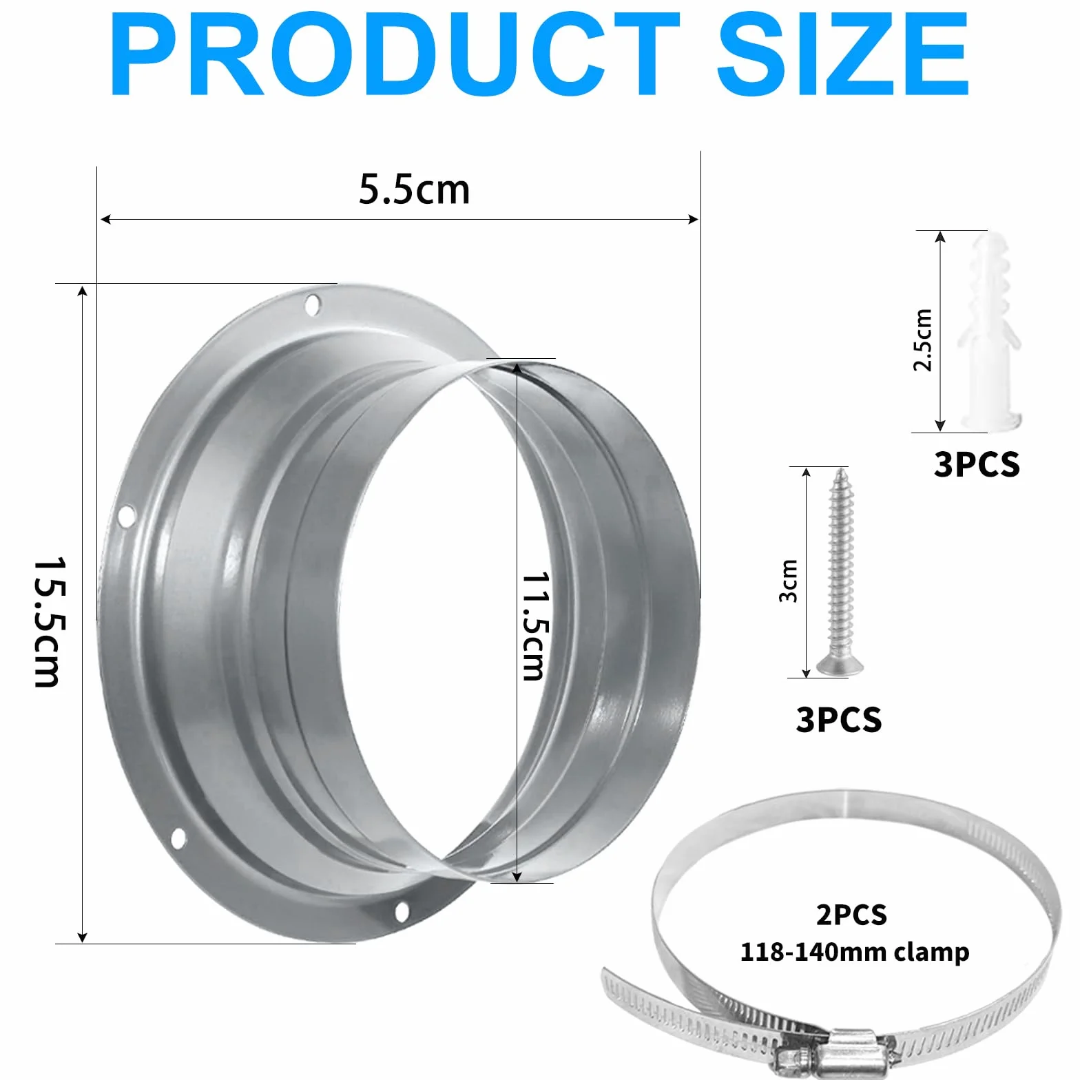 Kołnierz ścienny do klimatyzacji Ø 120 mm metalowy spawalniczy z zaciskami