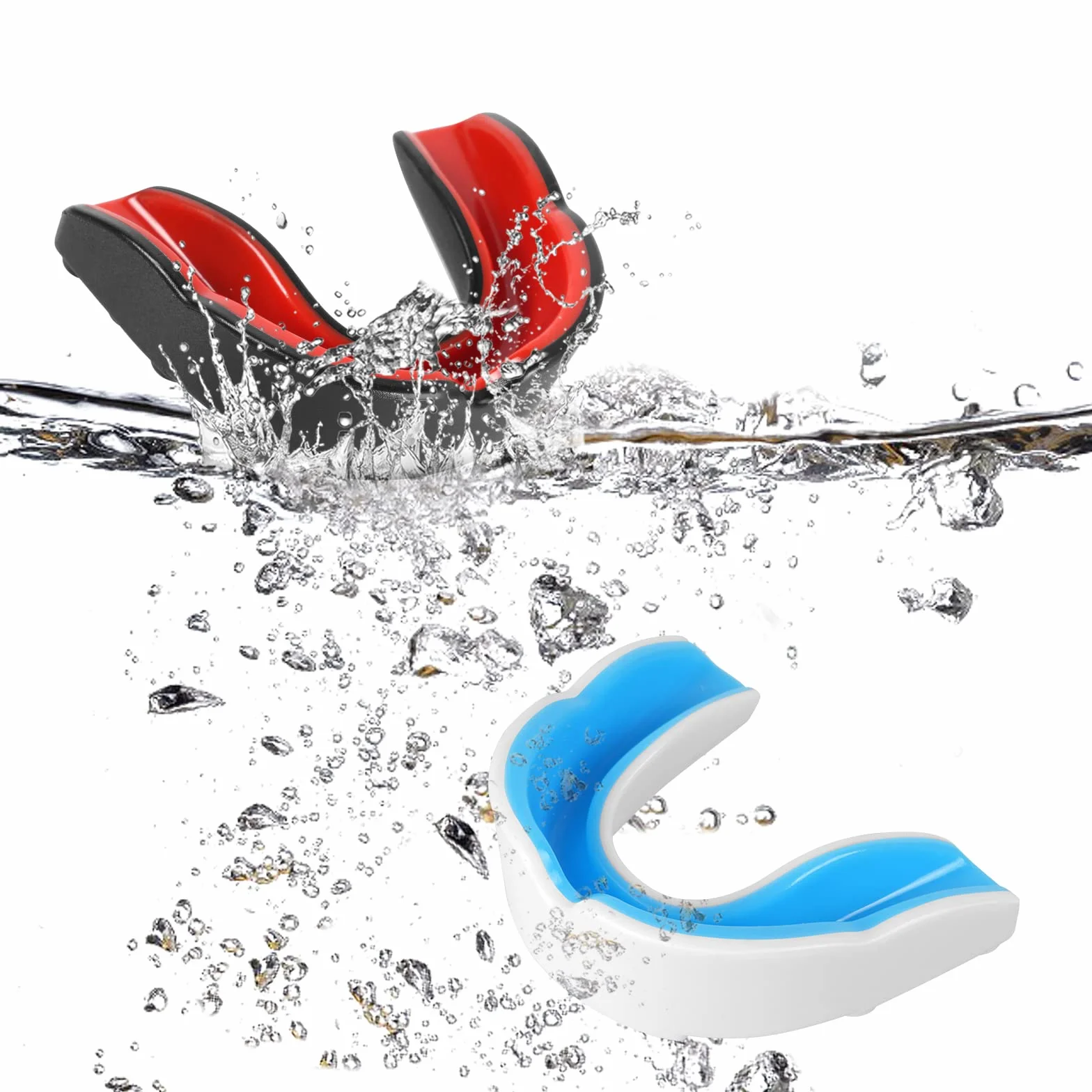 Flintronic 2 szt. ochraniacz na zęby dla dorosłych, sportowy ochraniacz na zęby z etui, do rugby, boksu, sztuk walki, hokeja, MMA, karate, taekwondo i innych sportów kontaktowych (czarno-czerwony +