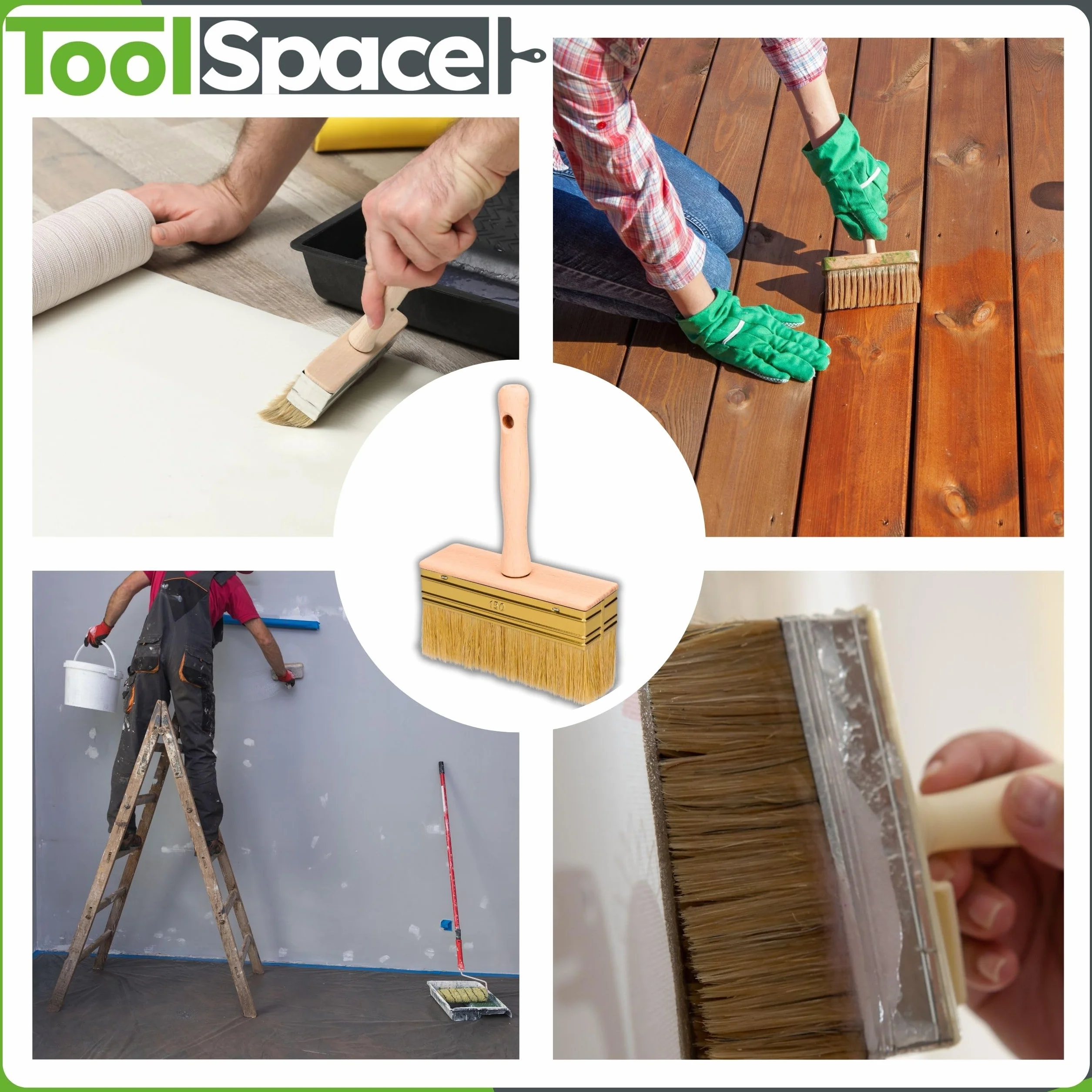 ToolSpace Pędzel do tapet 150 mm z Włosiem Naturalnym - Do Malowania Ścian i Drewna