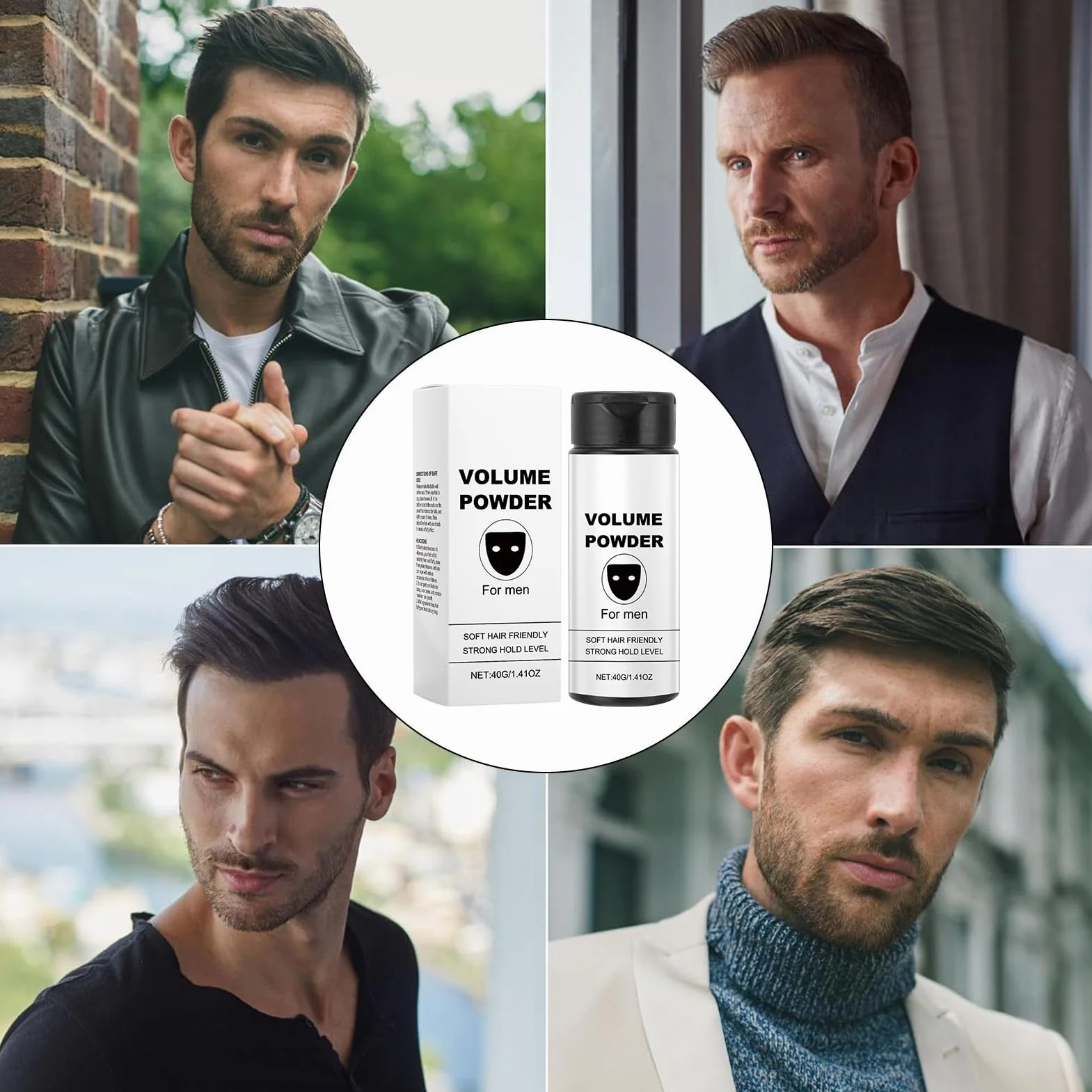 Hair Texture Powder, Natural Look Styling, Men’s Volume Dust, Easy Application, Portable Grooming Product, Ideal for Business Trips, Appointments, Daily Easy to Use Color White