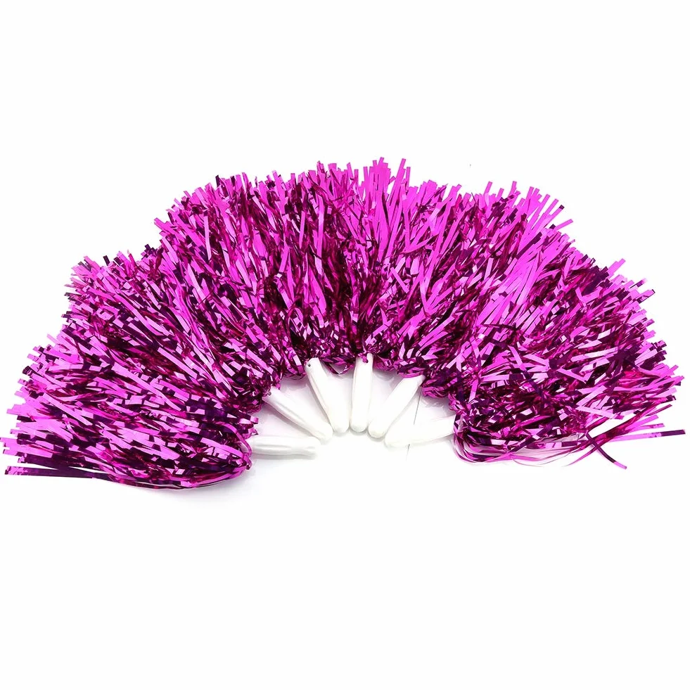 Cheerleading Pompoms Pompons 6/12 stücke Cheerleader Pom Poms Cheerleading Poms Blume Hängen Metallfolie Pom Poms Kader Jubel Sport Party Dance Nützliche Zubehör(Rosenrot 6)