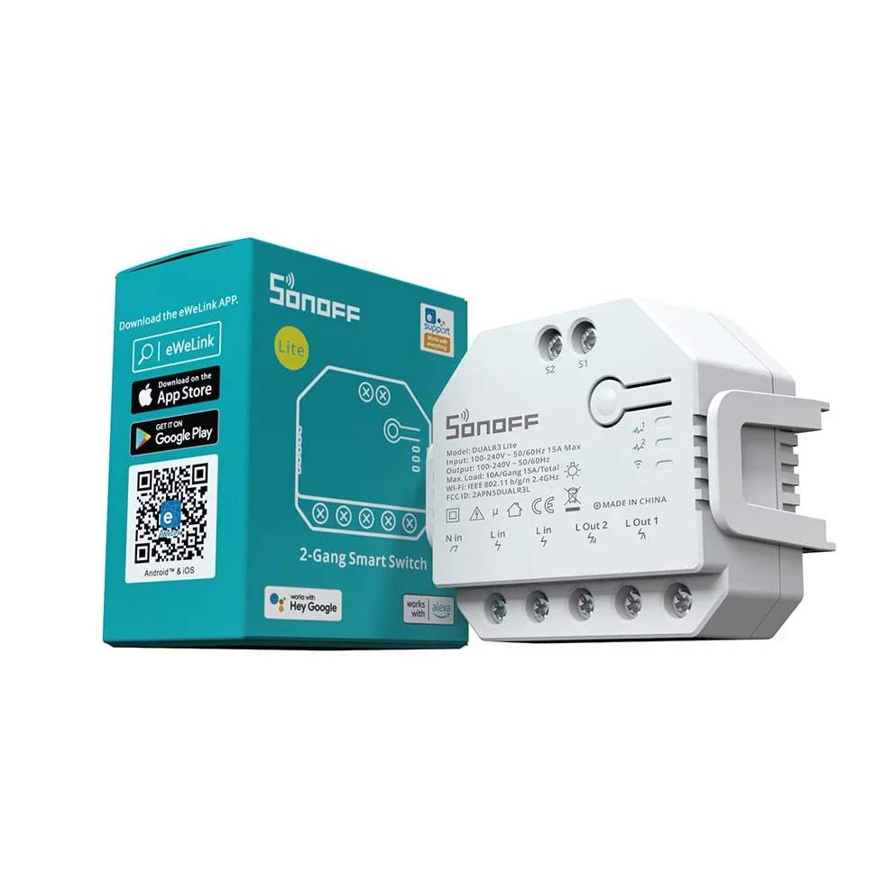 SONOFF DUALR3 Lite Inteligentny Przełącznik WiFi, Podwójny Przekaźnik, Kompatybilny z Alexa i Google