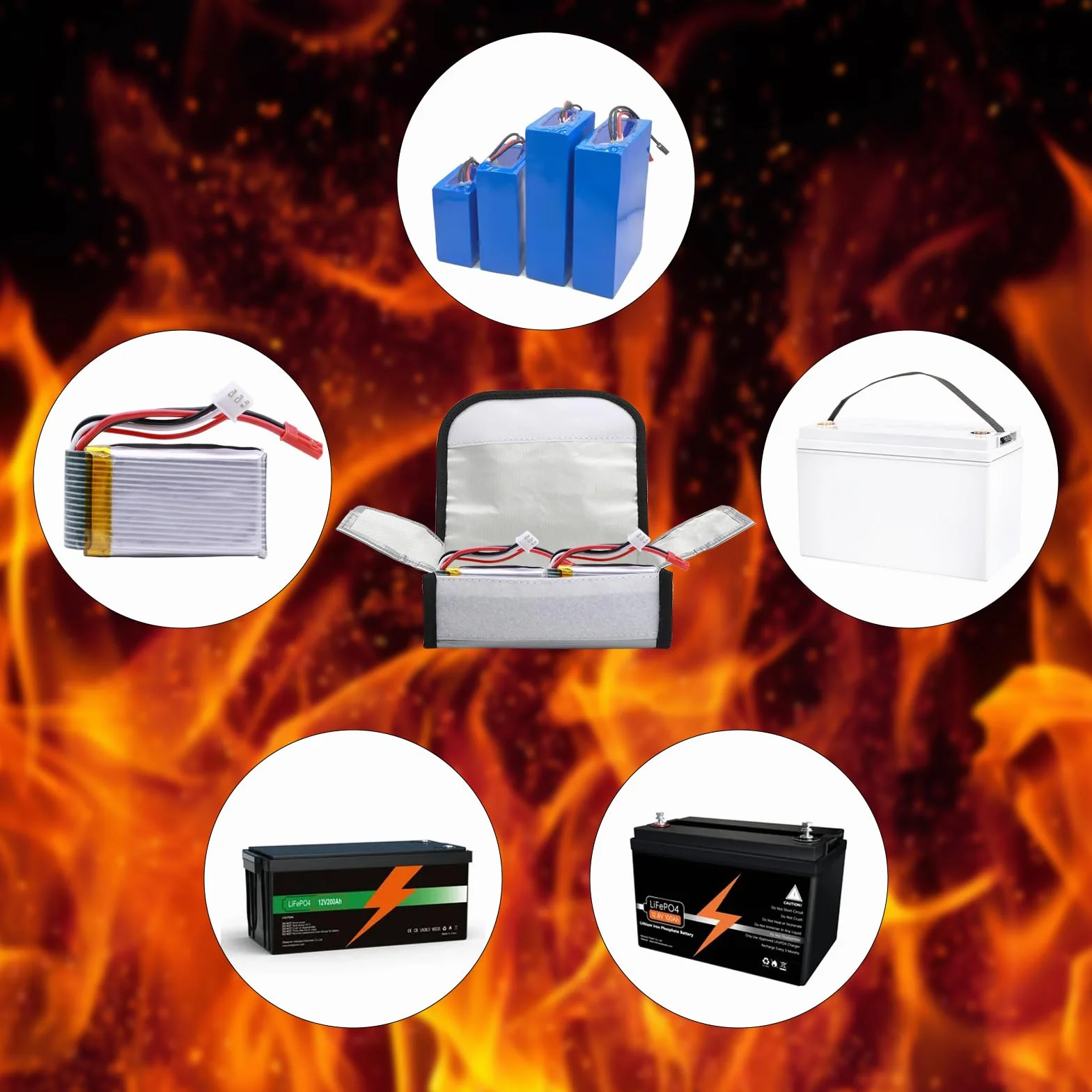 APOMOONS Lipo Safe Bag, torba na baterie, ognioodporna, przeciwwybuchowa, ognioodporna torba ochronna na akumulator Lipo, ognioodporna, do ładowania i transportu