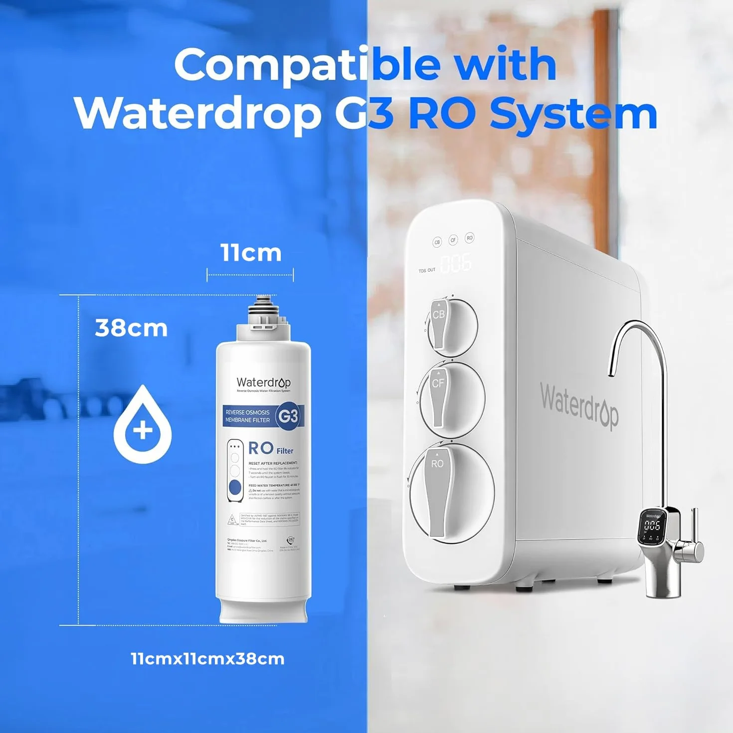 Waterdrop Filtr WD-G3-N2RO zamiennik do systemu odwróconej osmozy
