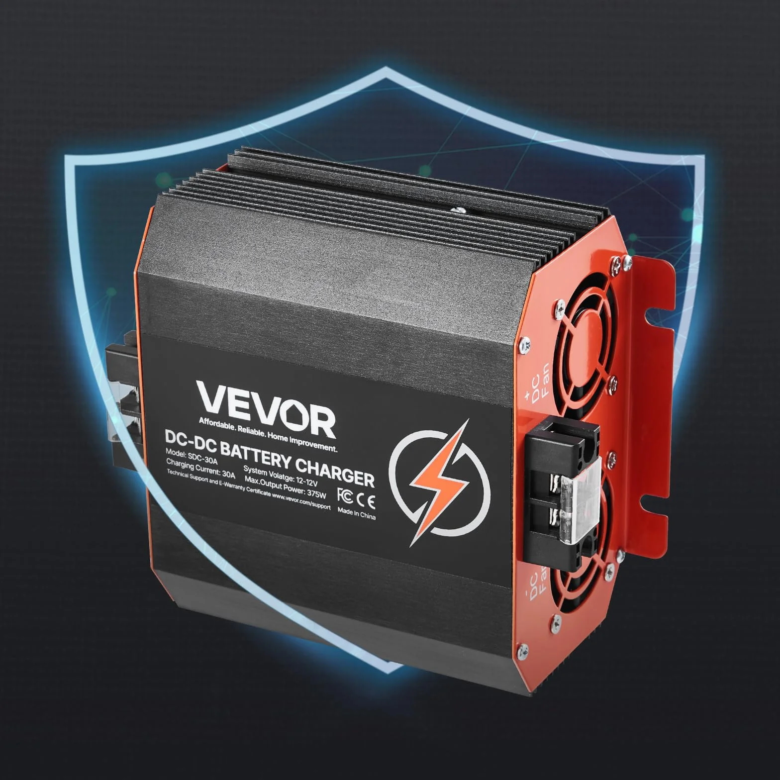 VEVOR Ładowarka pokładowa 12V 30A DC/DC 375W do akumulatorów litowo-jonowych AGM żelowych