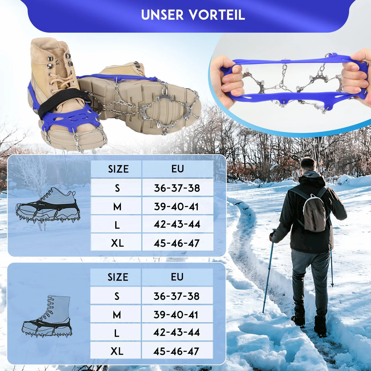 Chwyt śnieżny na lód, lodowe klocki do ściągania śniegu, drabiny z 13 gwoździami do butów, do chodzenia, joggingu, wspinaczki i wędrówek