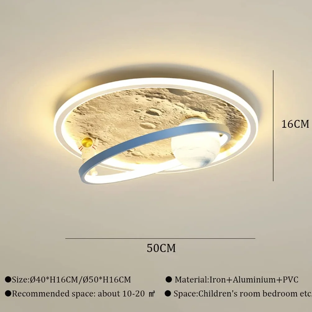 Lampa sufitowa LED nowoczesna ściemnialna z pilotem księżyc astronauta design metalowy żyrandol