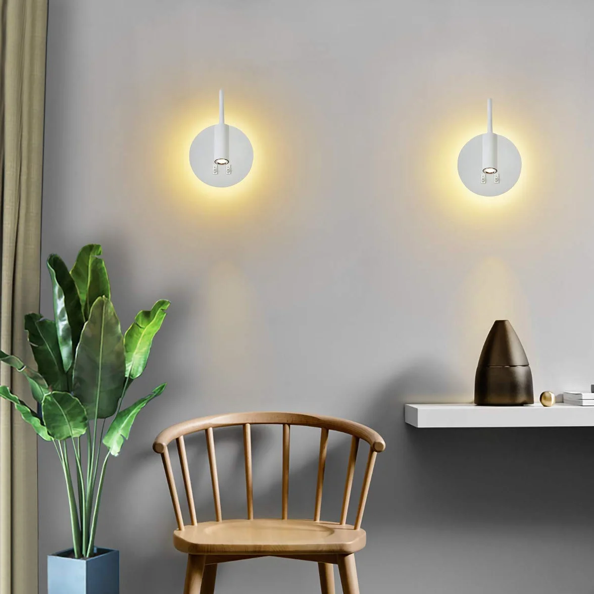 Budbuddy LED Lampa Ścienna 3W+8W, Czytania, Przełącznik, Oświetlenie Wnętrz, 3000K