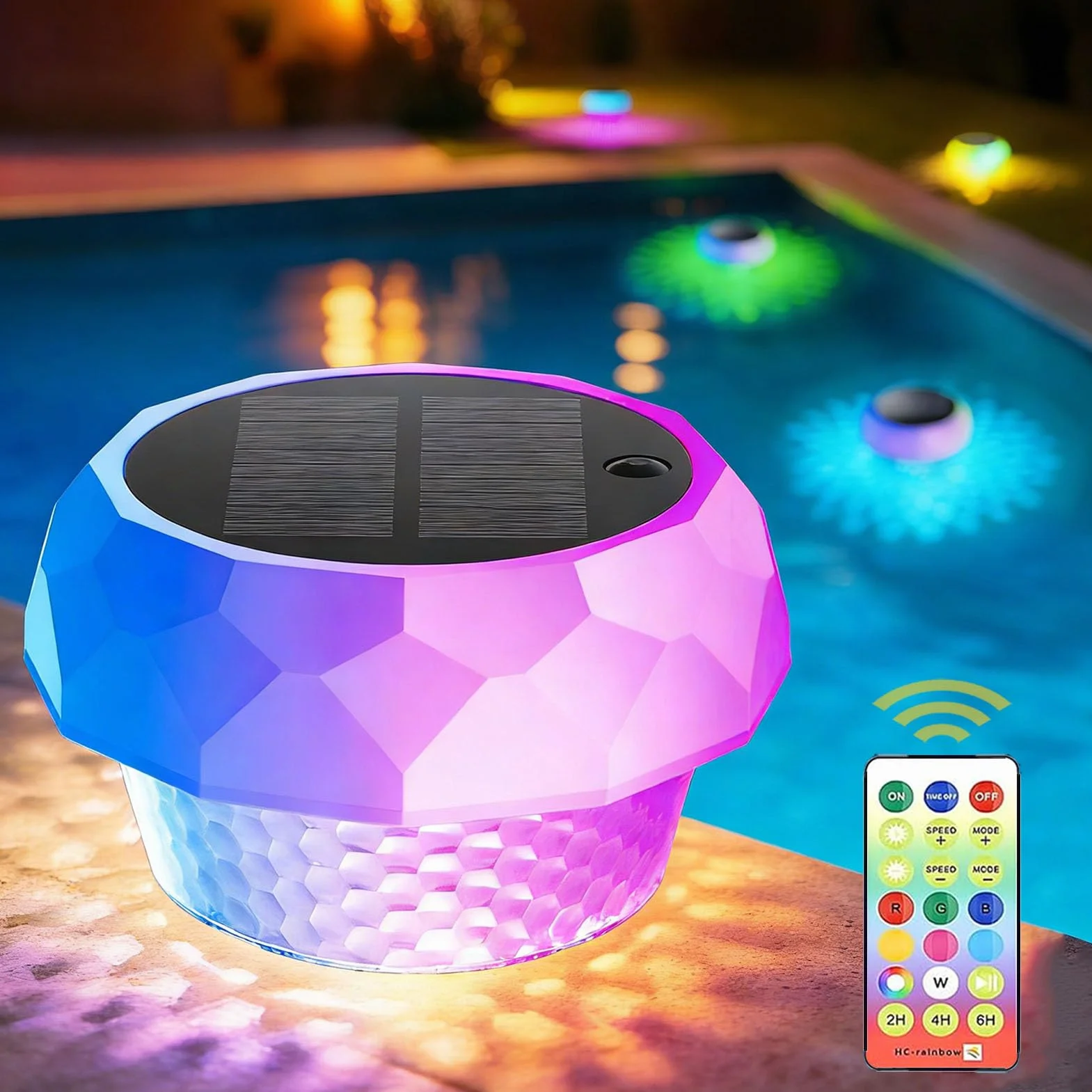 yowin Solarne lampy do stawu RGB LED IP68 pływające oświetlenie basenowe