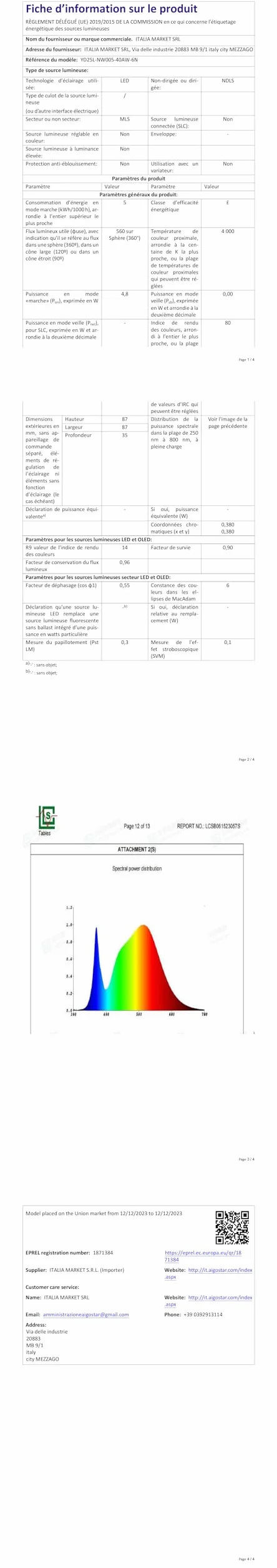 Aigostar LED Downlight wpuszczany w sufit 4,8 W IP65 wodoodporny 4000 K naturalne światło bardzo płaski biały ø87*H35 mm 6 szt.
