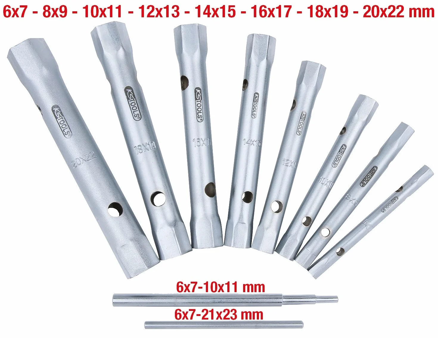 KS Tools Zestaw kluczy nasadowych rurowych 10-szt 6x7-20x22mm