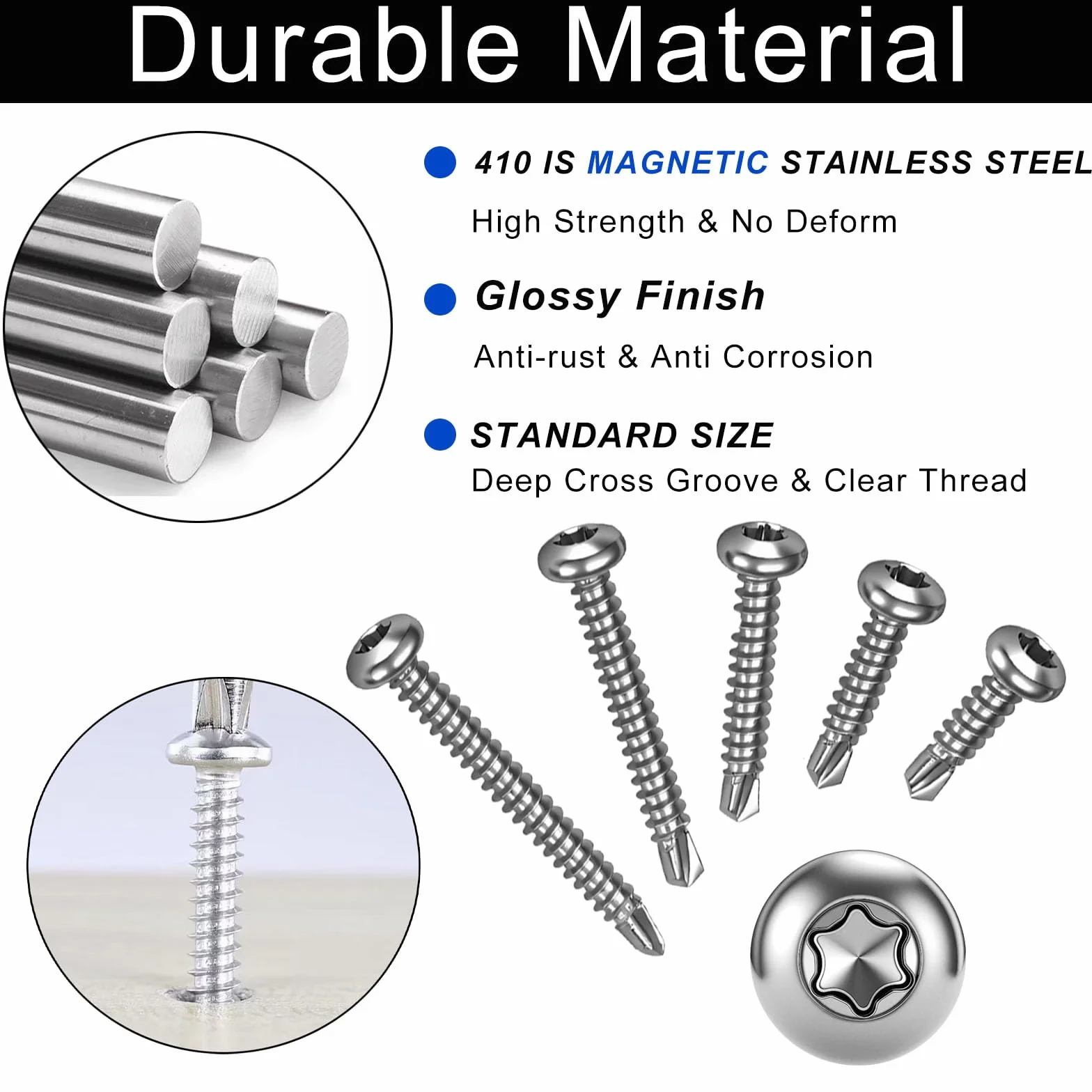 Wkręty Torx samowiercące M4 2x19 mm stal nierdzewna 410 sztuk do blachy z bitem TX20